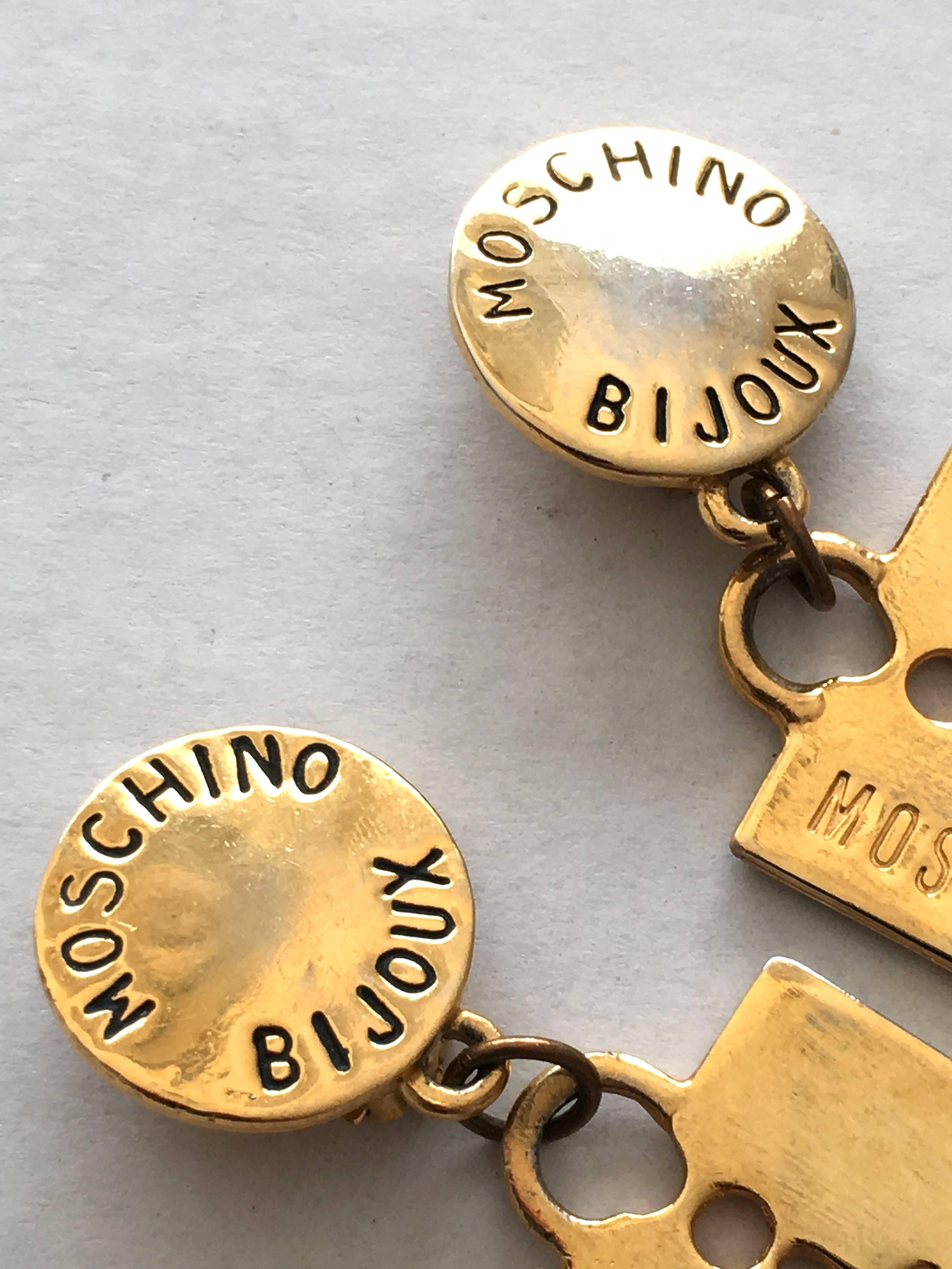 Modern Moschino by Redwall 80s Gold Razor Blade Clip On Earrings.