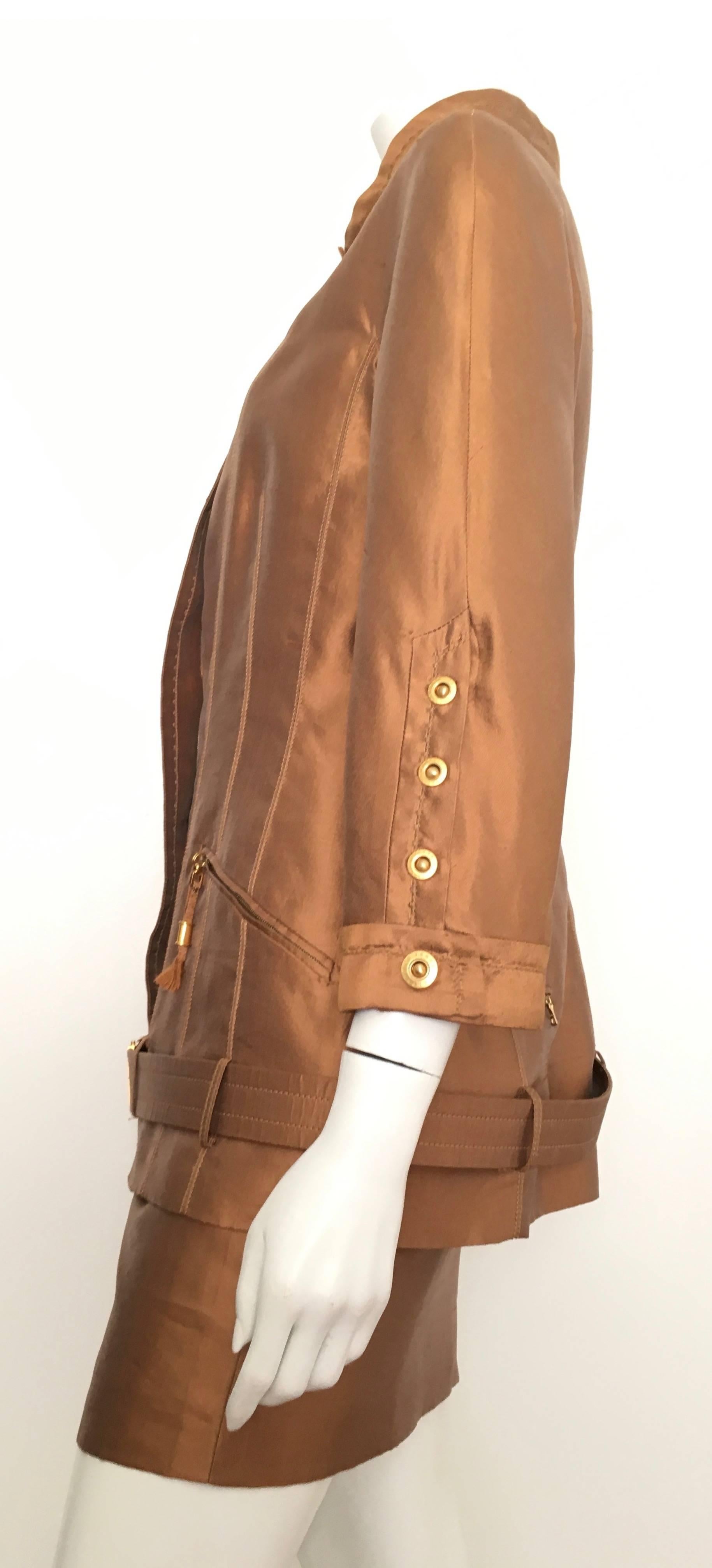 Gianfranco Ferre 90s Silk Copper Metallic Skirt Suit Size 4. For Sale 1