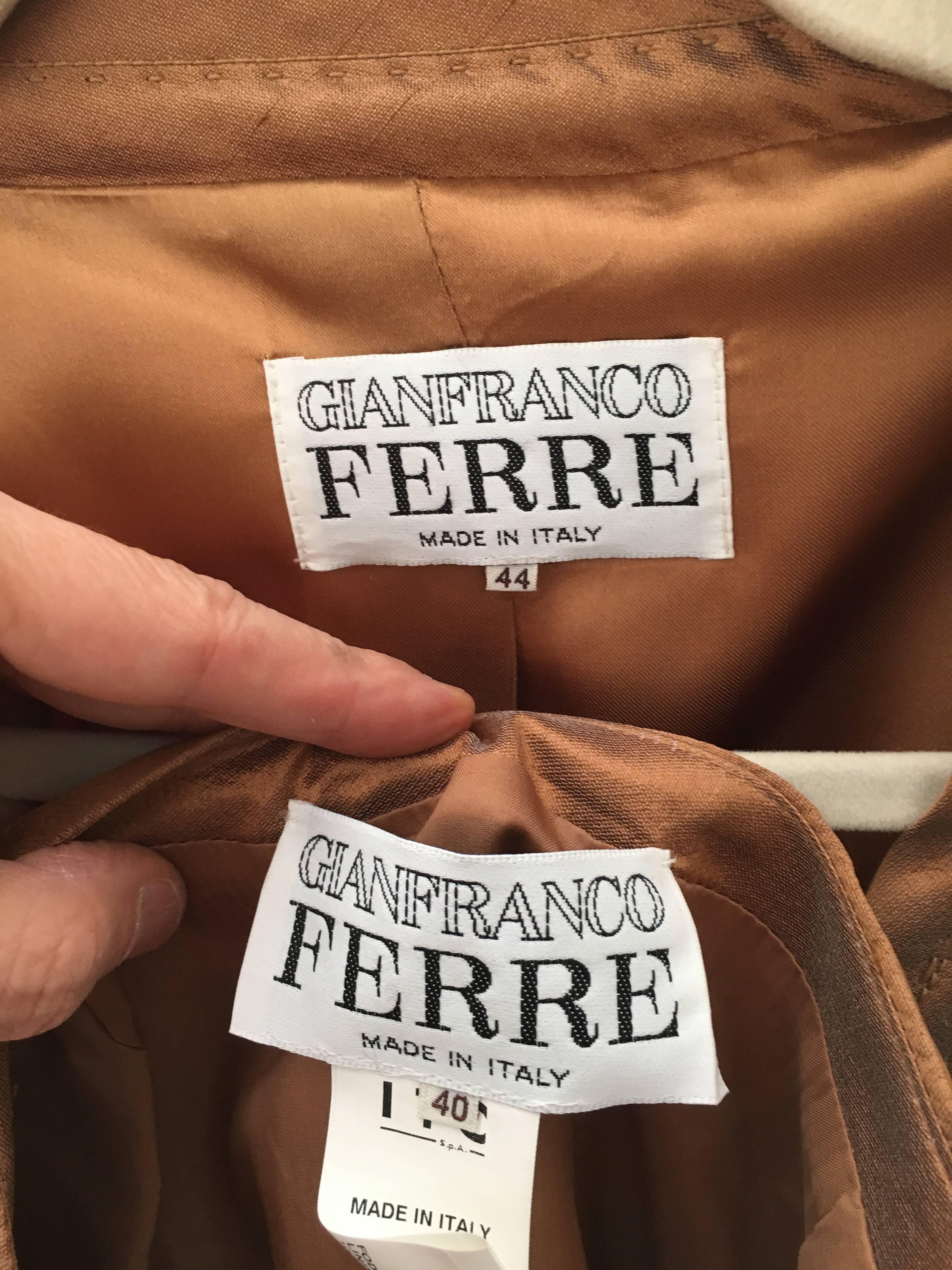 Gianfranco Ferre 90s Silk Copper Metallic Skirt Suit Size 4. For Sale 3