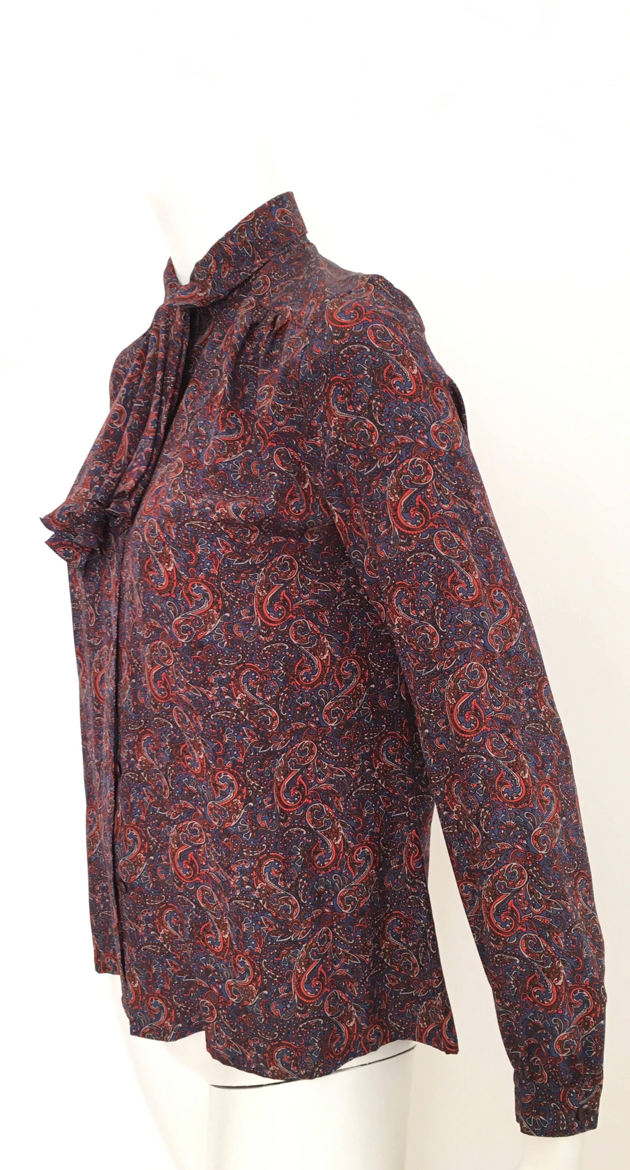 Women's or Men's Salvatore Ferragamo Silk Paisley Blouse Size 6. For Sale