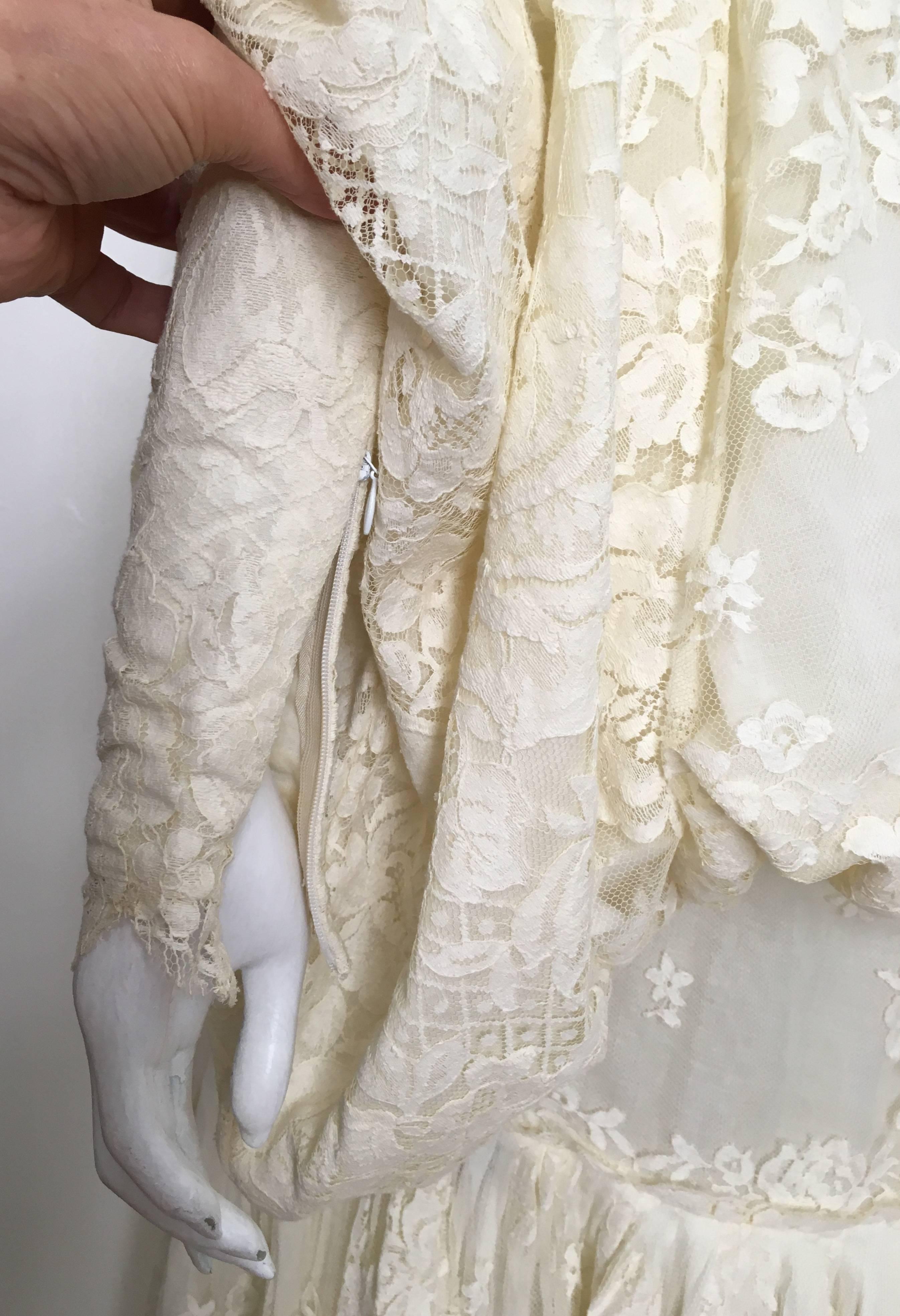 Women's Norma Kamali 1984 Lace Wedding Gown Size 10.
