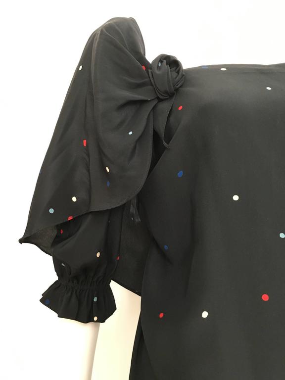 Halston 70s Black Silk Polka Dot Dress Size 6. For Sale at 1stdibs