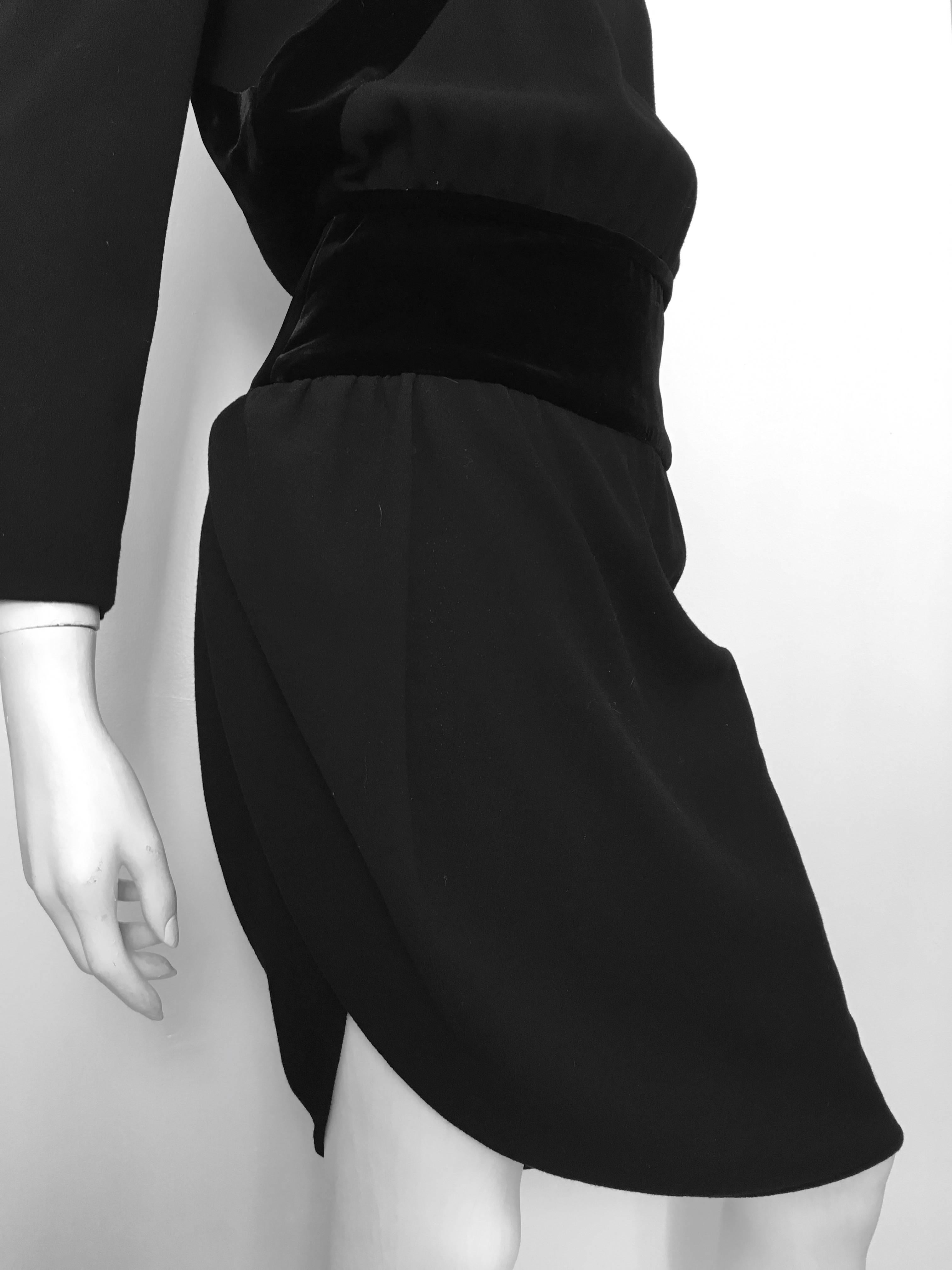 Valentino Boutique Black Wool Crepe Dress Size 6, 1980s 1