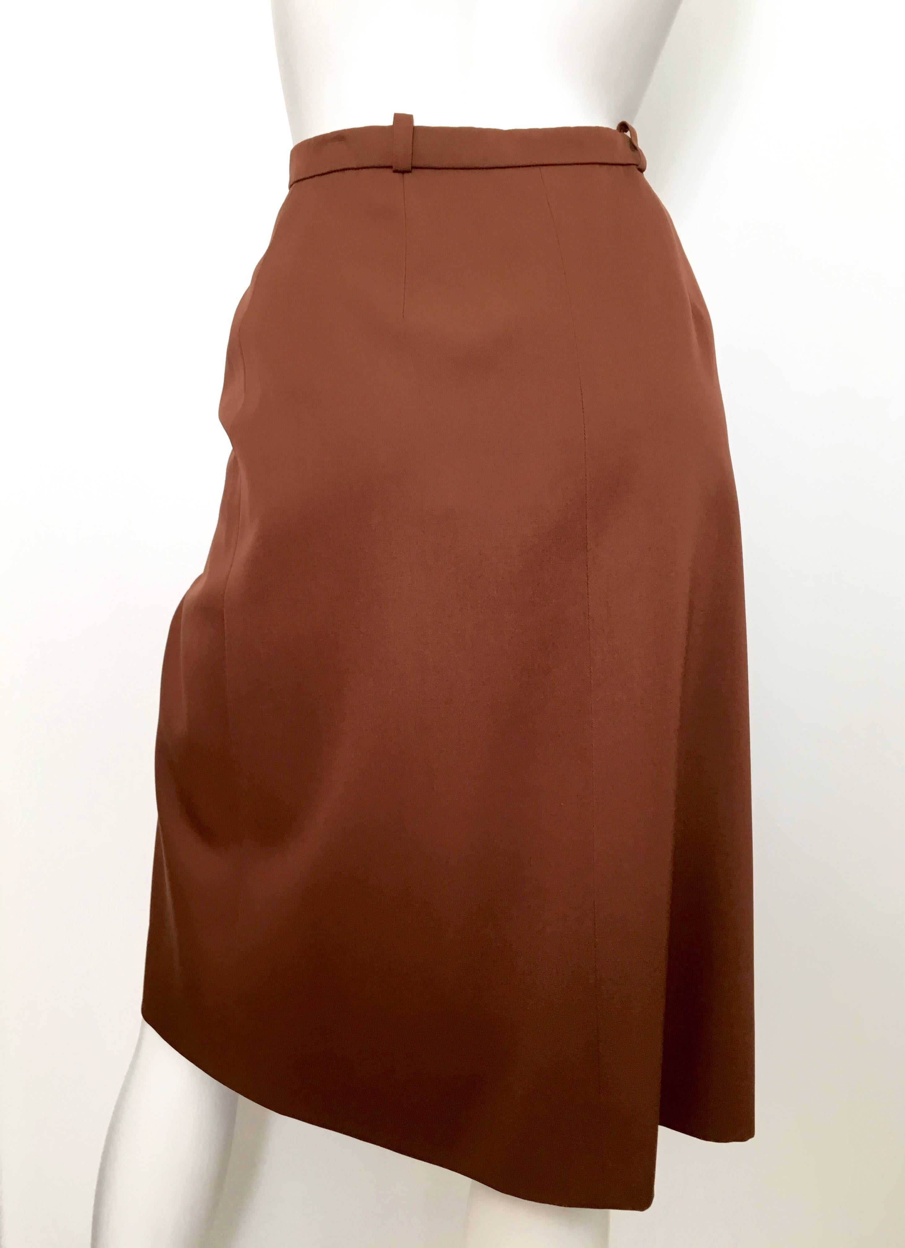 Valentino Boutique 70s Brown Wool Wrap Skirt Size 4. In Excellent Condition For Sale In Atlanta, GA