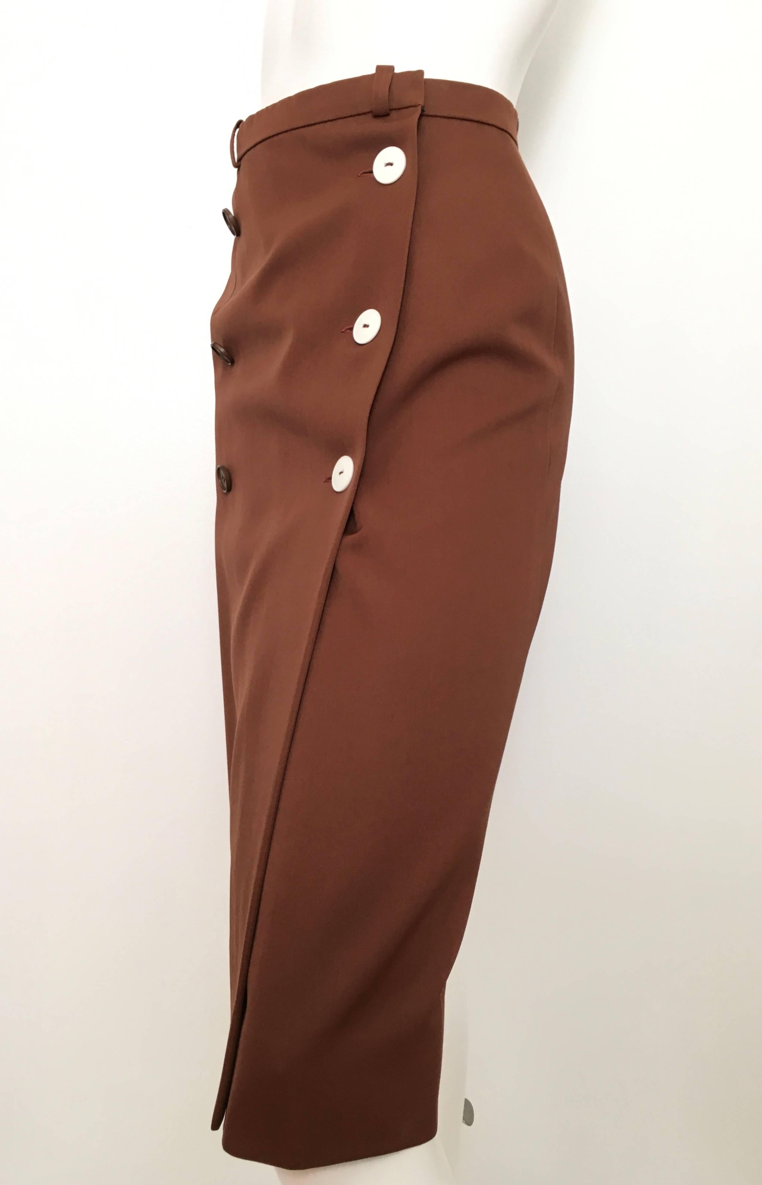 Women's Valentino Boutique 70s Brown Wool Wrap Skirt Size 4. For Sale