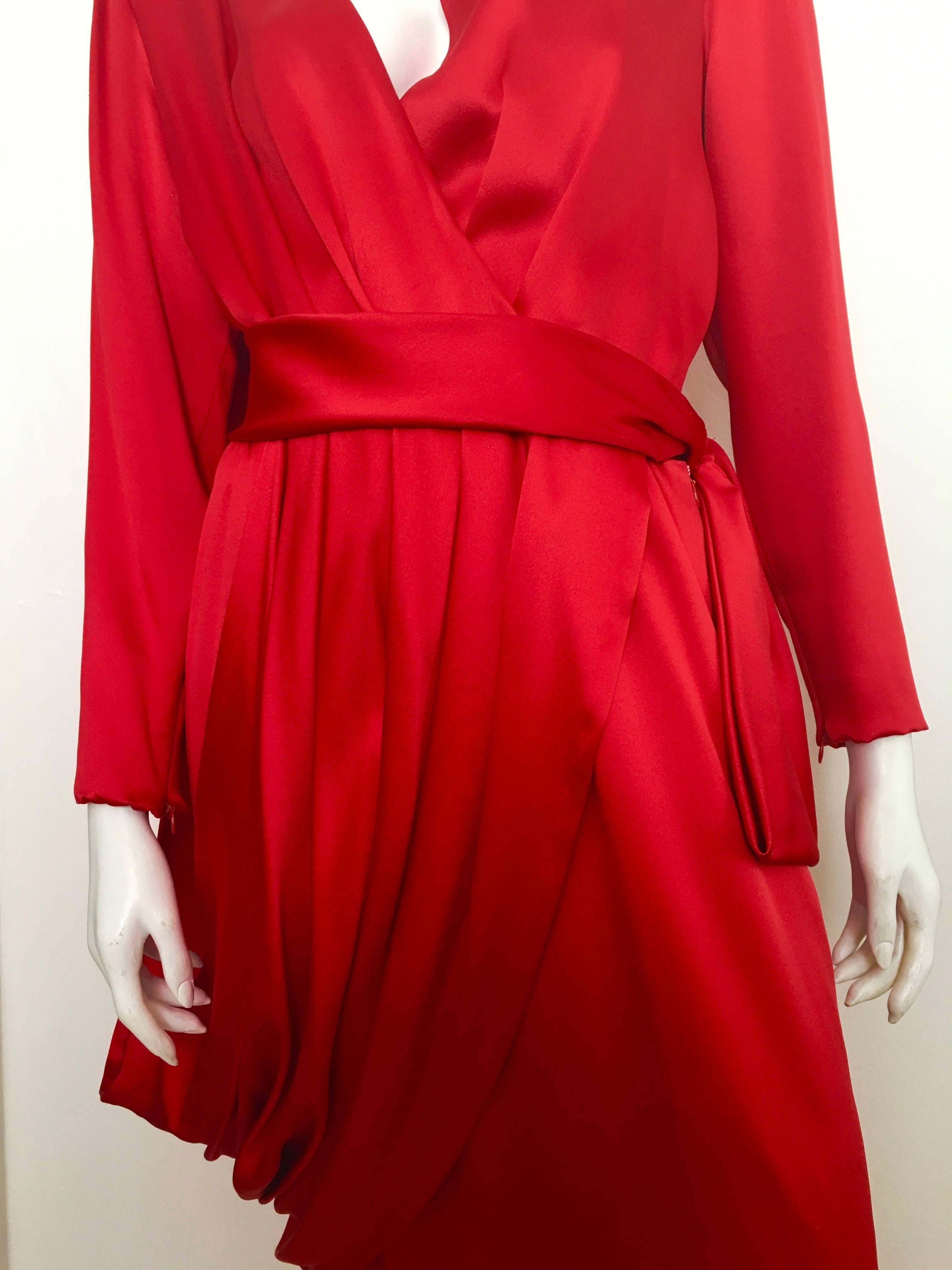 Women's Givenchy Couture 1996 Red Silk Gown Size 10 / 42.