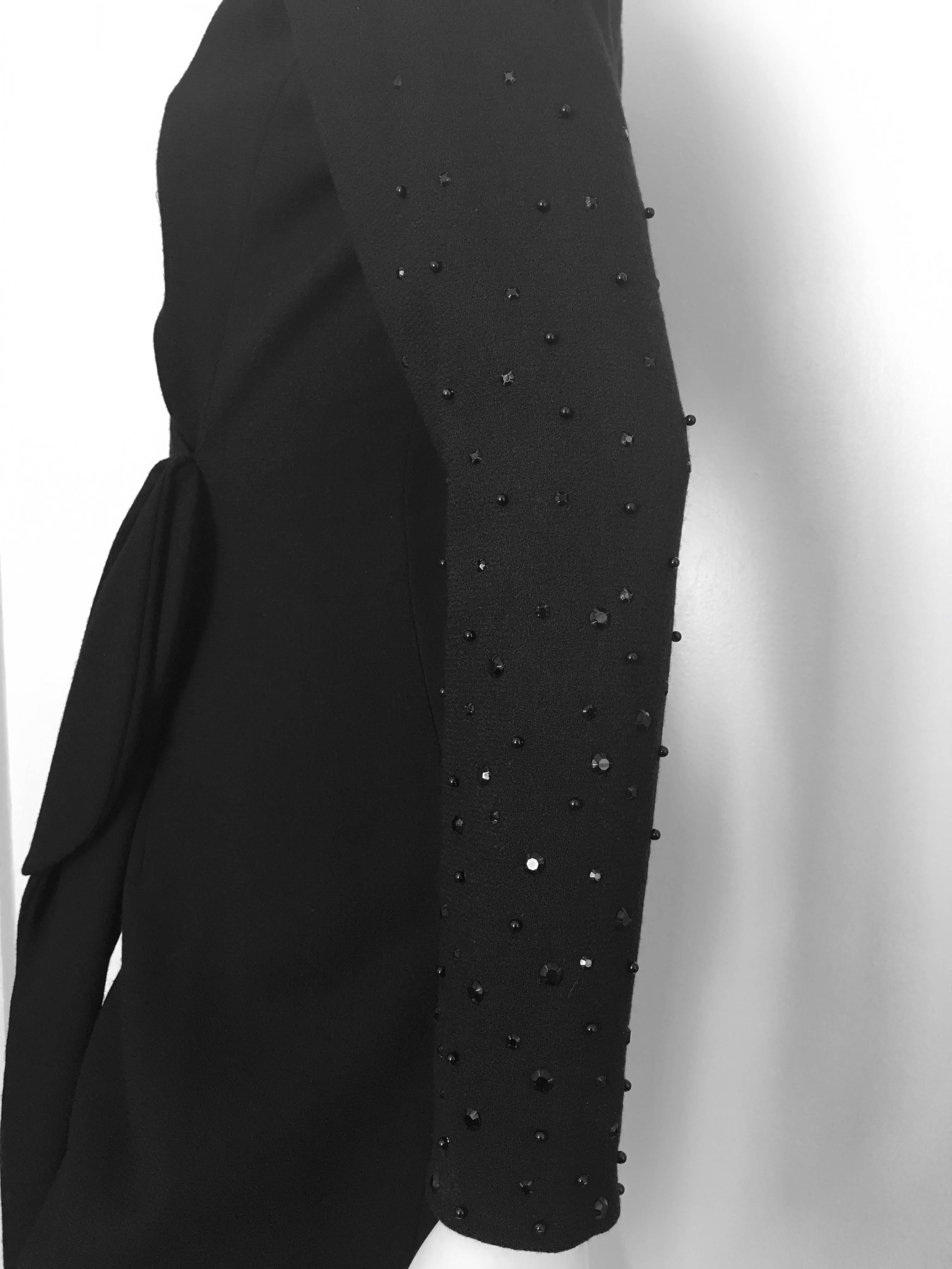 Carolina Herrera for Neiman Marcus Black Wool Cocktail Dress Size 6  For Sale 1
