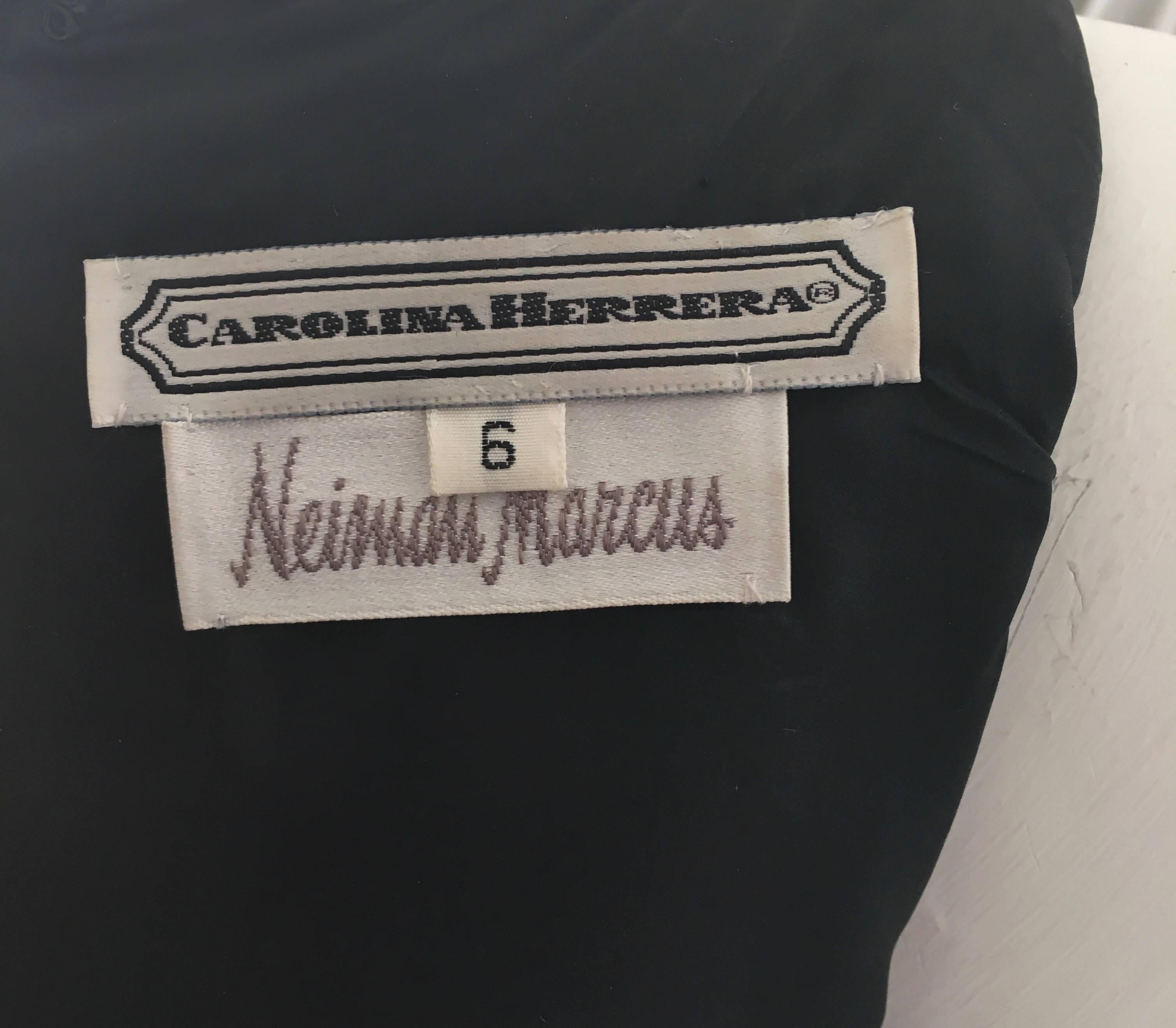 Carolina Herrera for Neiman Marcus Black Wool Cocktail Dress Size 6  For Sale 3
