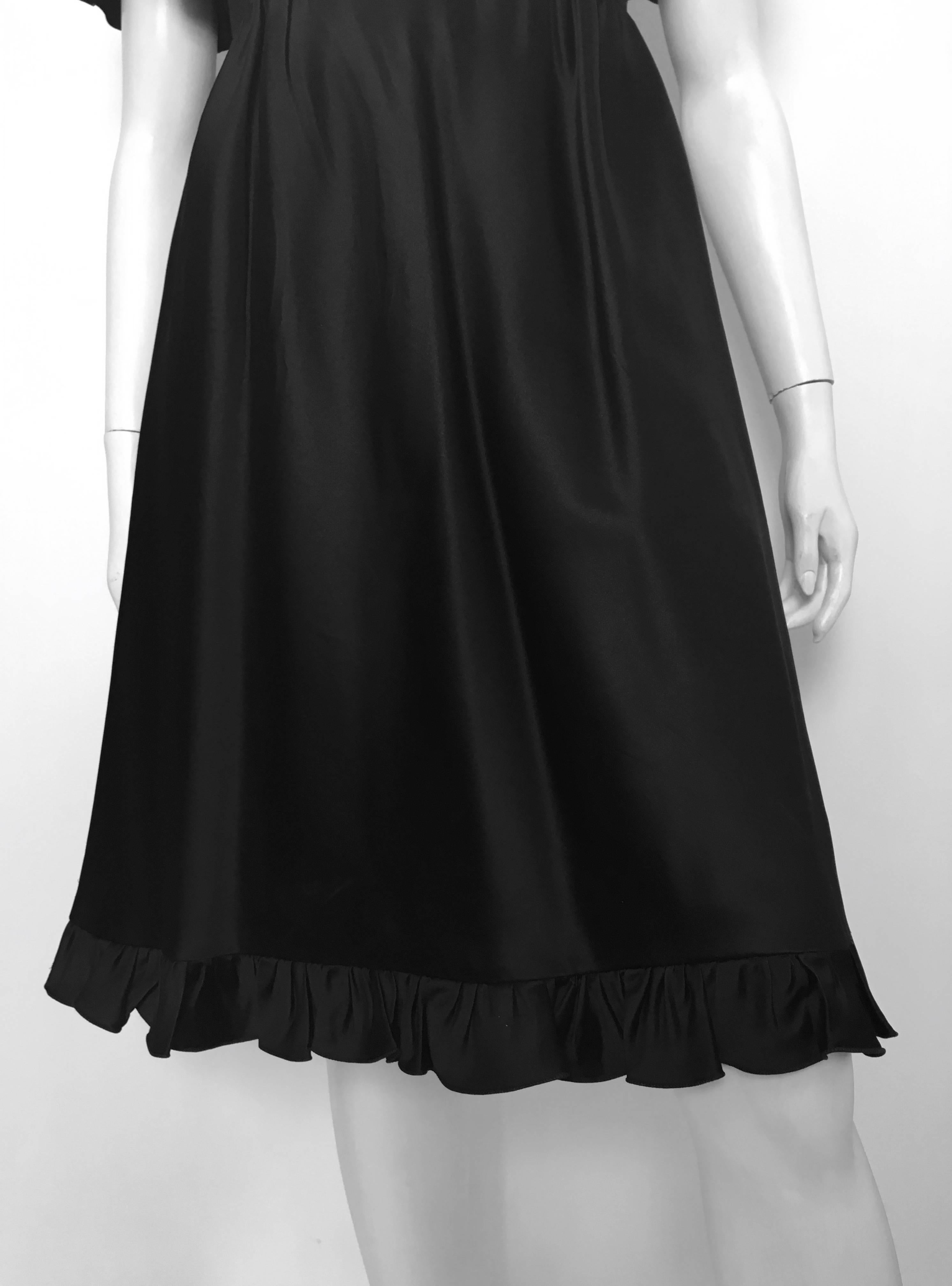 Gray Valentino 60s Black Silk Cocktail Dress With Pockets Size 4.