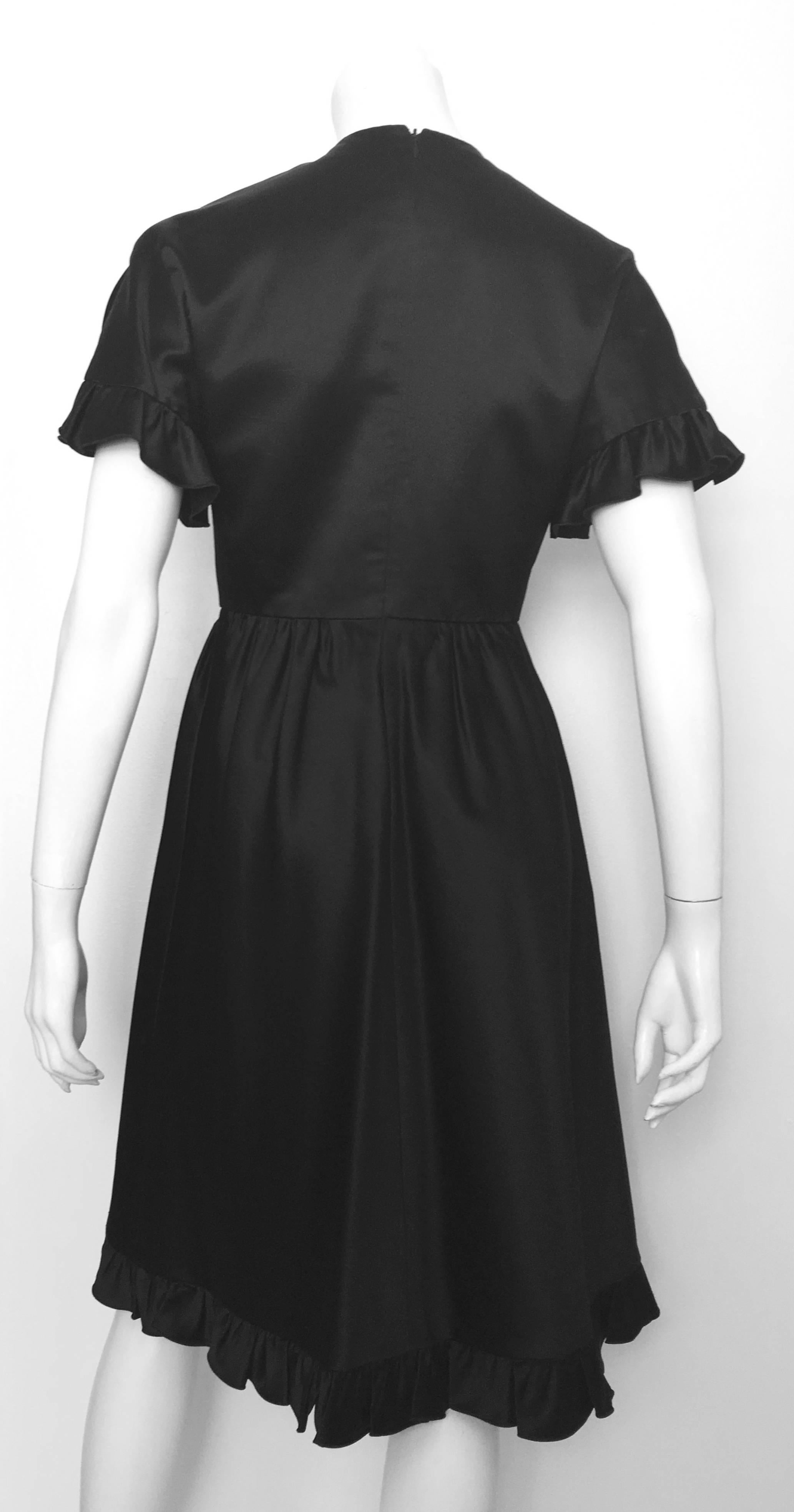 Women's Valentino 60s Black Silk Cocktail Dress With Pockets Size 4.
