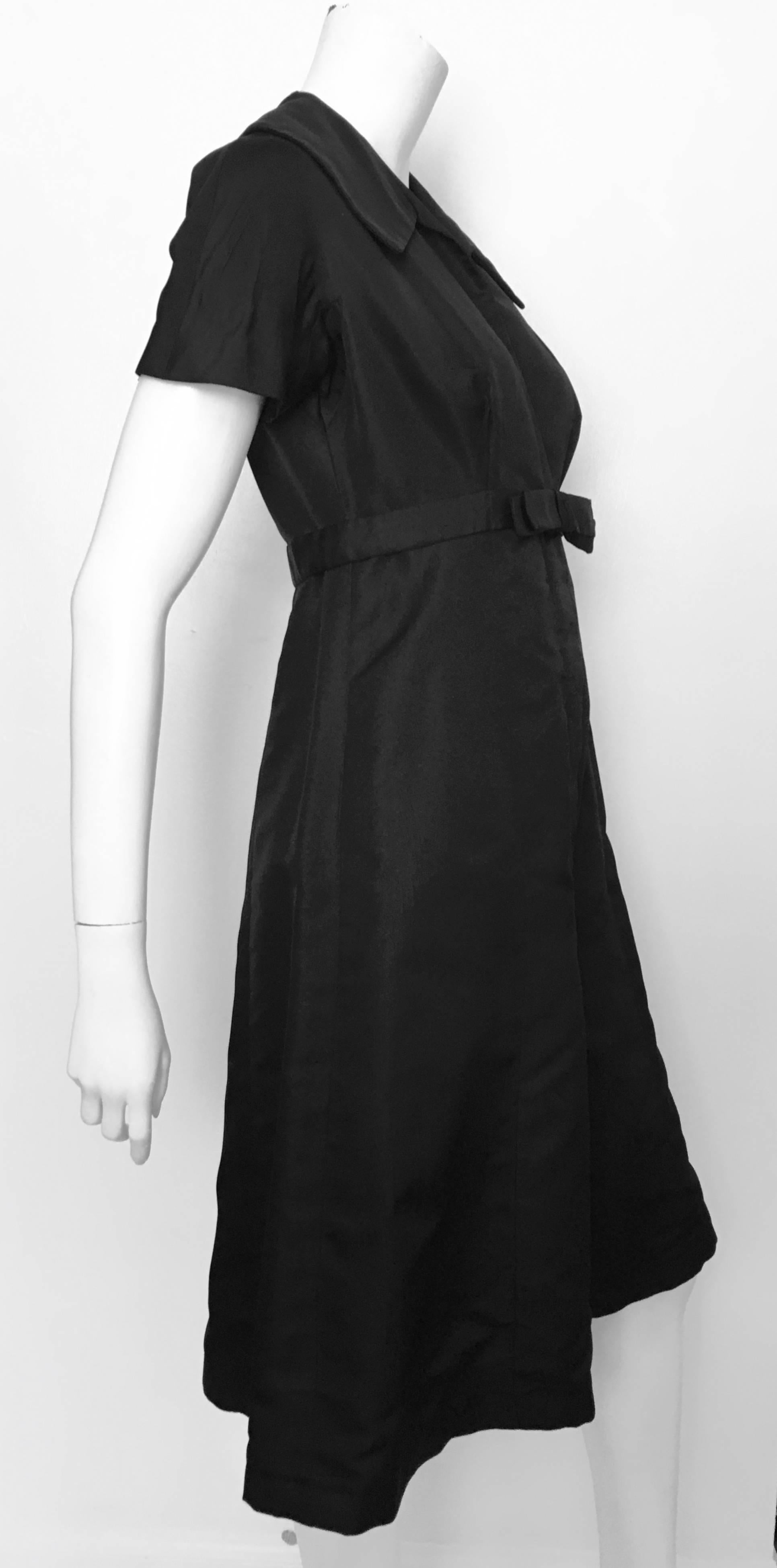 Gray Malcolm Charles Black Silk Taffeta Dress Size 6. For Sale