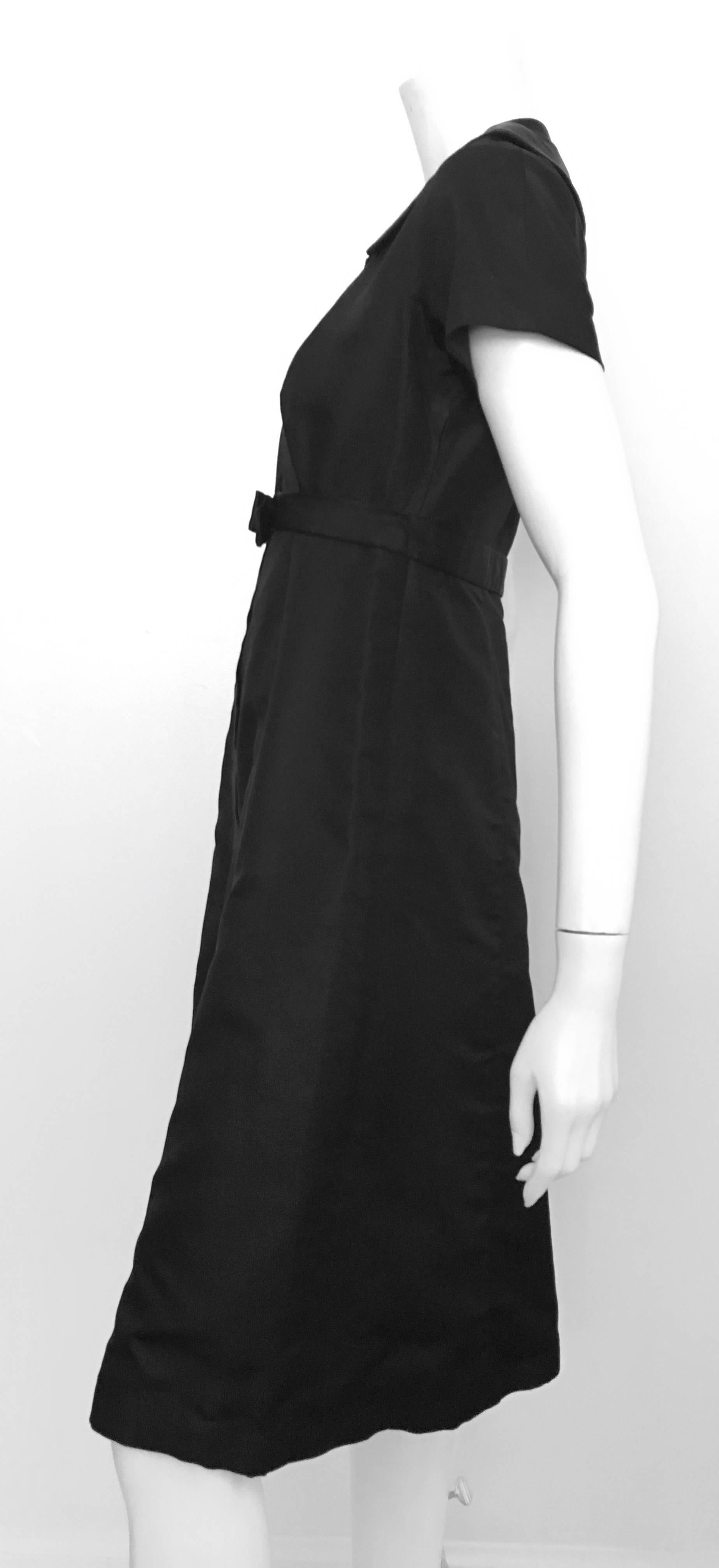 Women's Malcolm Charles Black Silk Taffeta Dress Size 6. For Sale