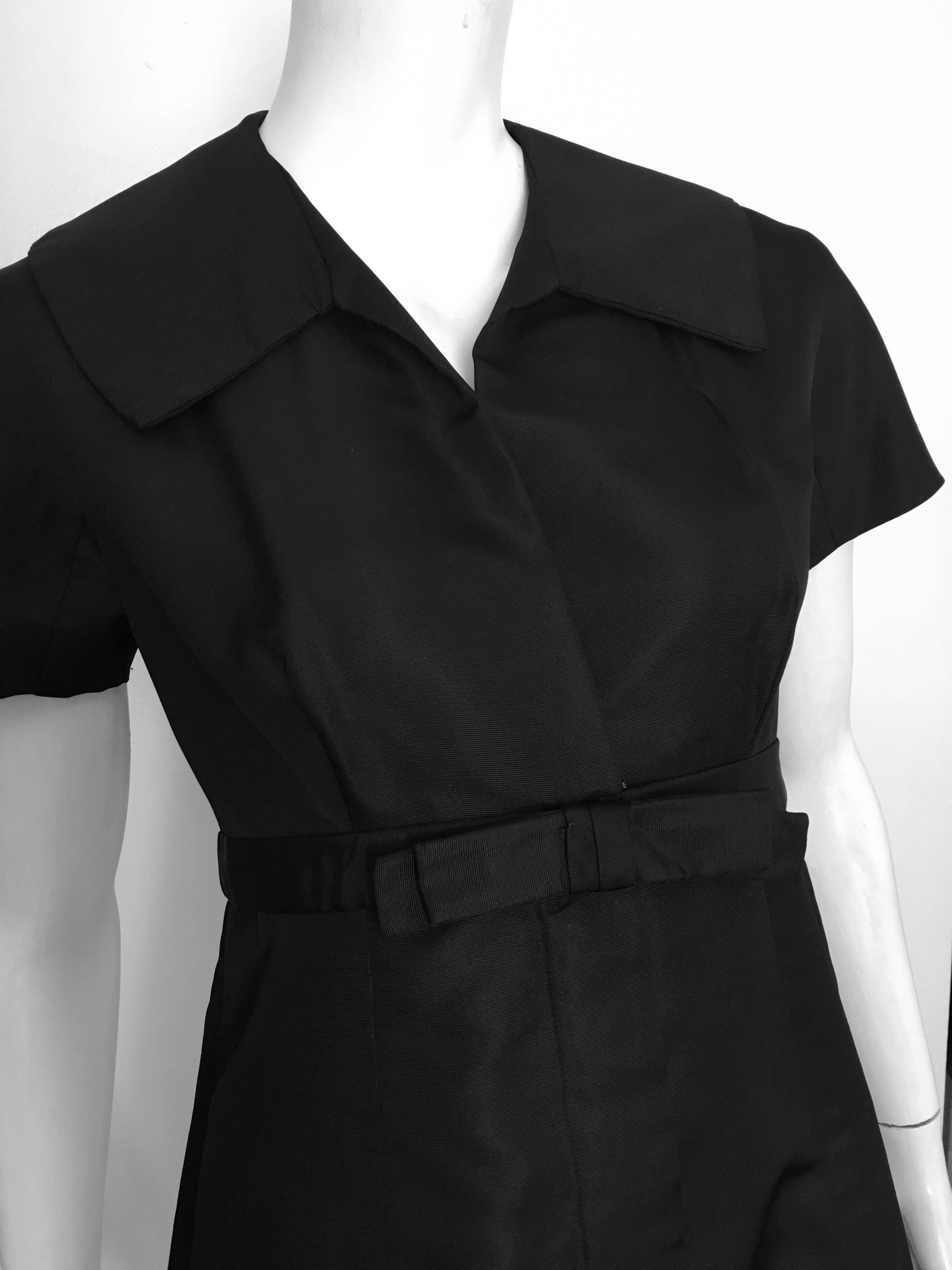 Malcolm Charles Black Silk Taffeta Dress Size 6. For Sale 1
