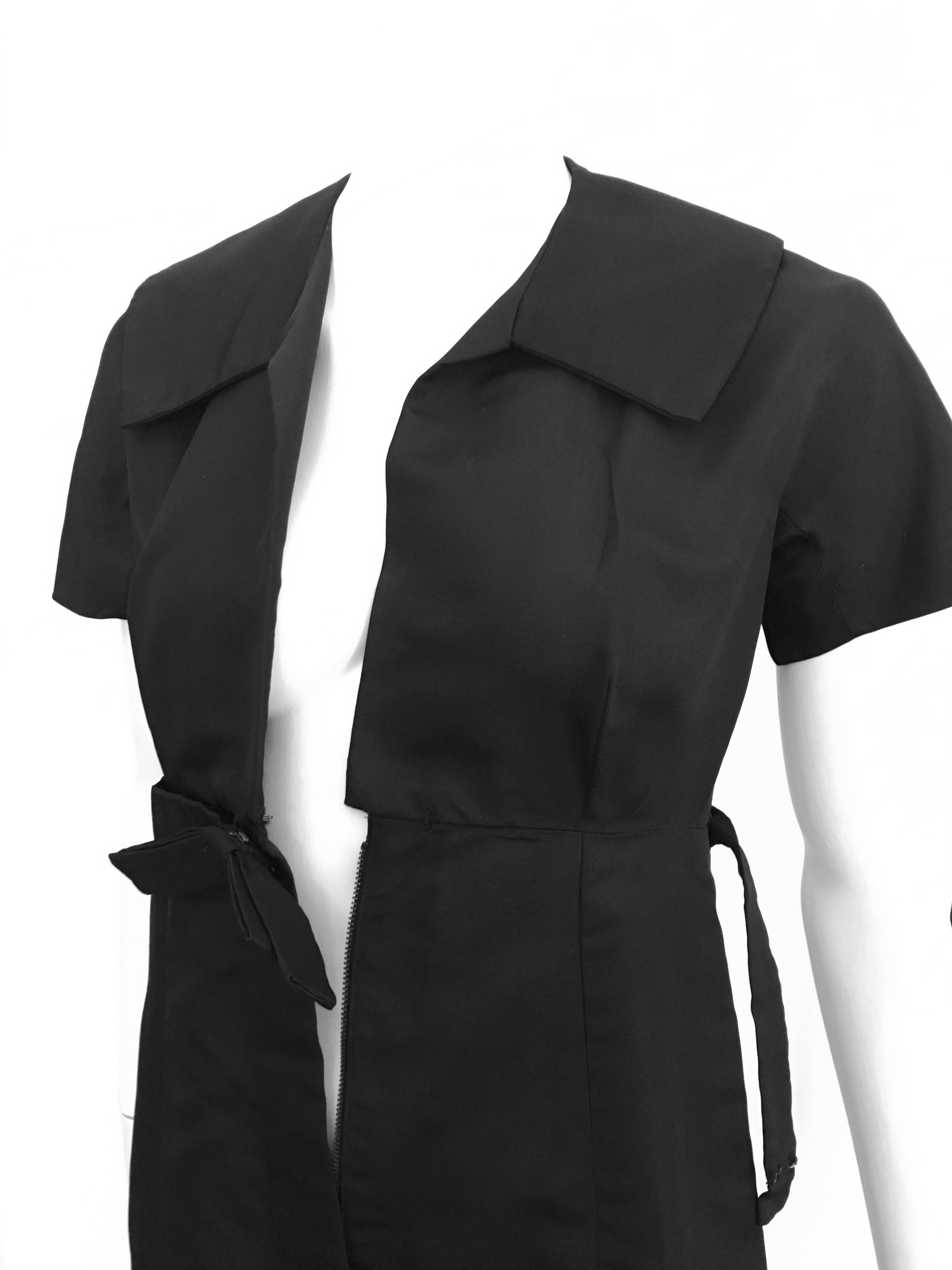 Malcolm Charles Black Silk Taffeta Dress Size 6. For Sale 2