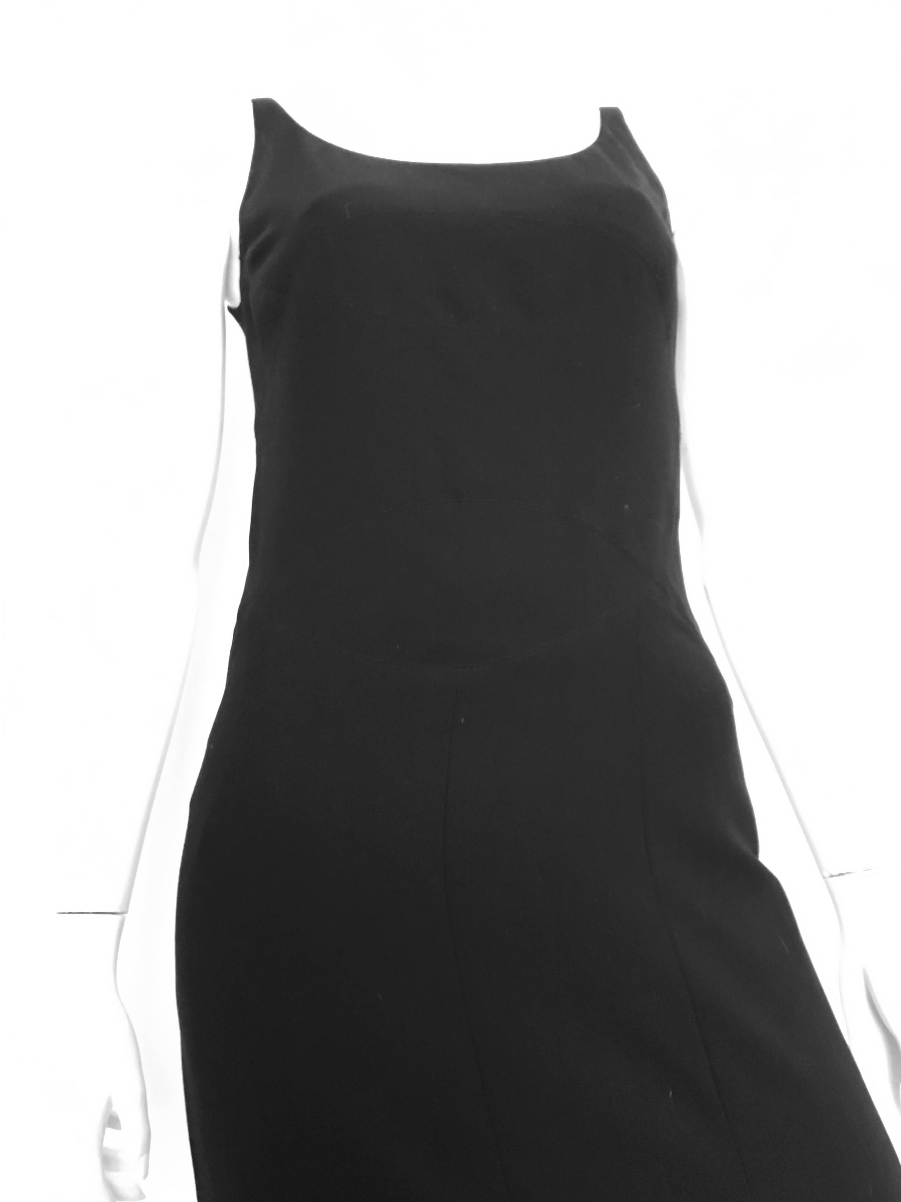 Chanel Maxi Black Wool Sleeveless Dress Size 6  For Sale 1