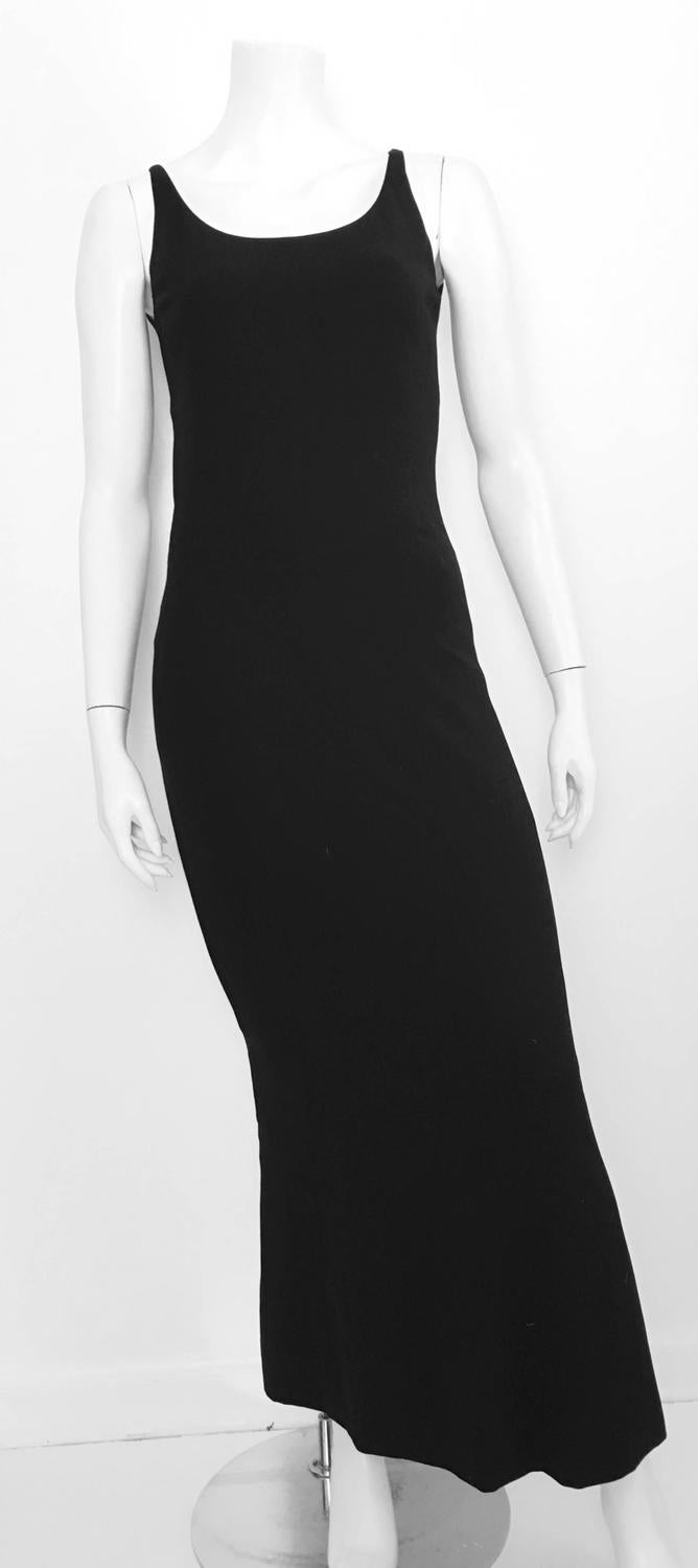 Chanel 80s Maxi Black Wool Sleeveless Dress Size 6. For Sale at 1stdibs