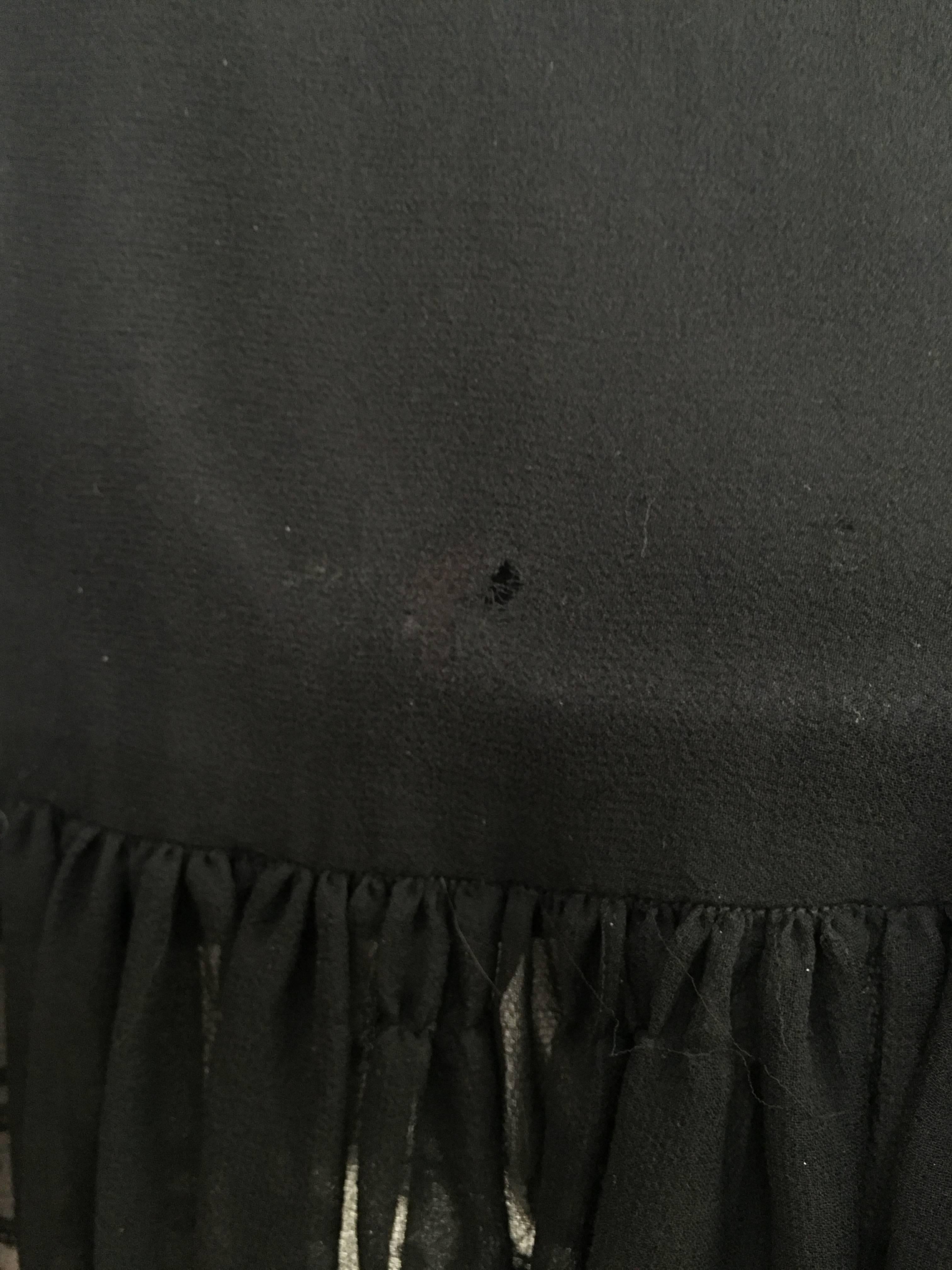 Gray Scott Barrie Black Chiffon Ruffled Sheer Dress Size 4. For Sale