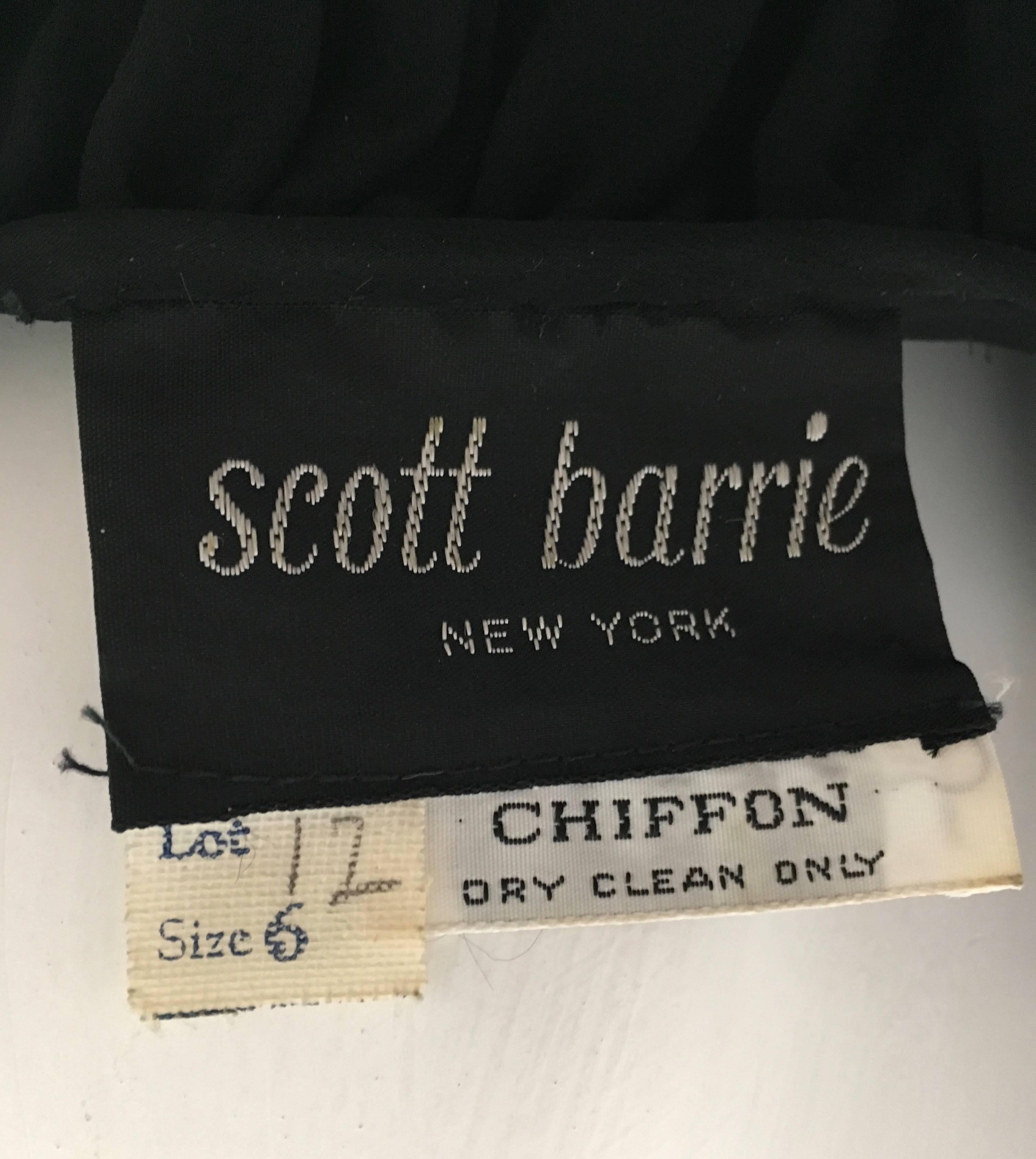 Scott Barrie Black Chiffon Ruffled Sheer Dress Size 4. For Sale 3