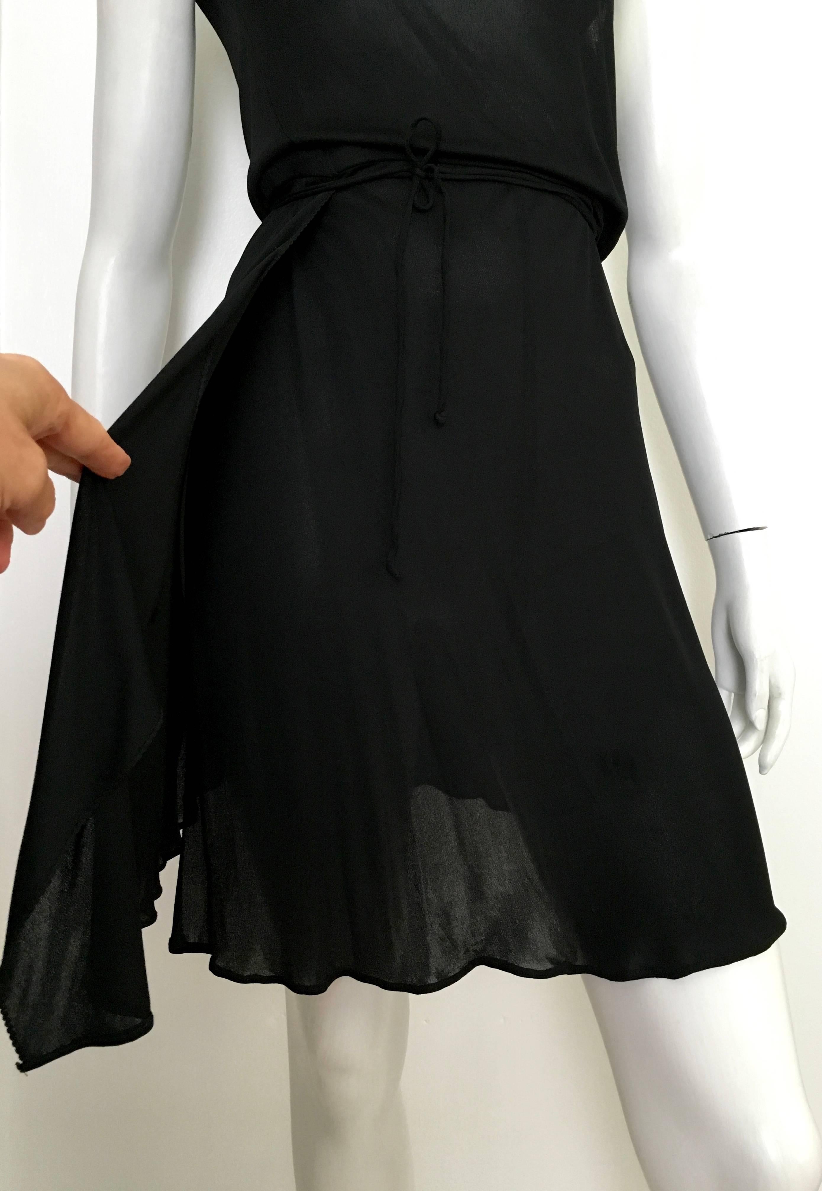 Gray Stephen Burrows for Henri Bendel Black Jersey One Shoulder Dress Size 4/6. For Sale