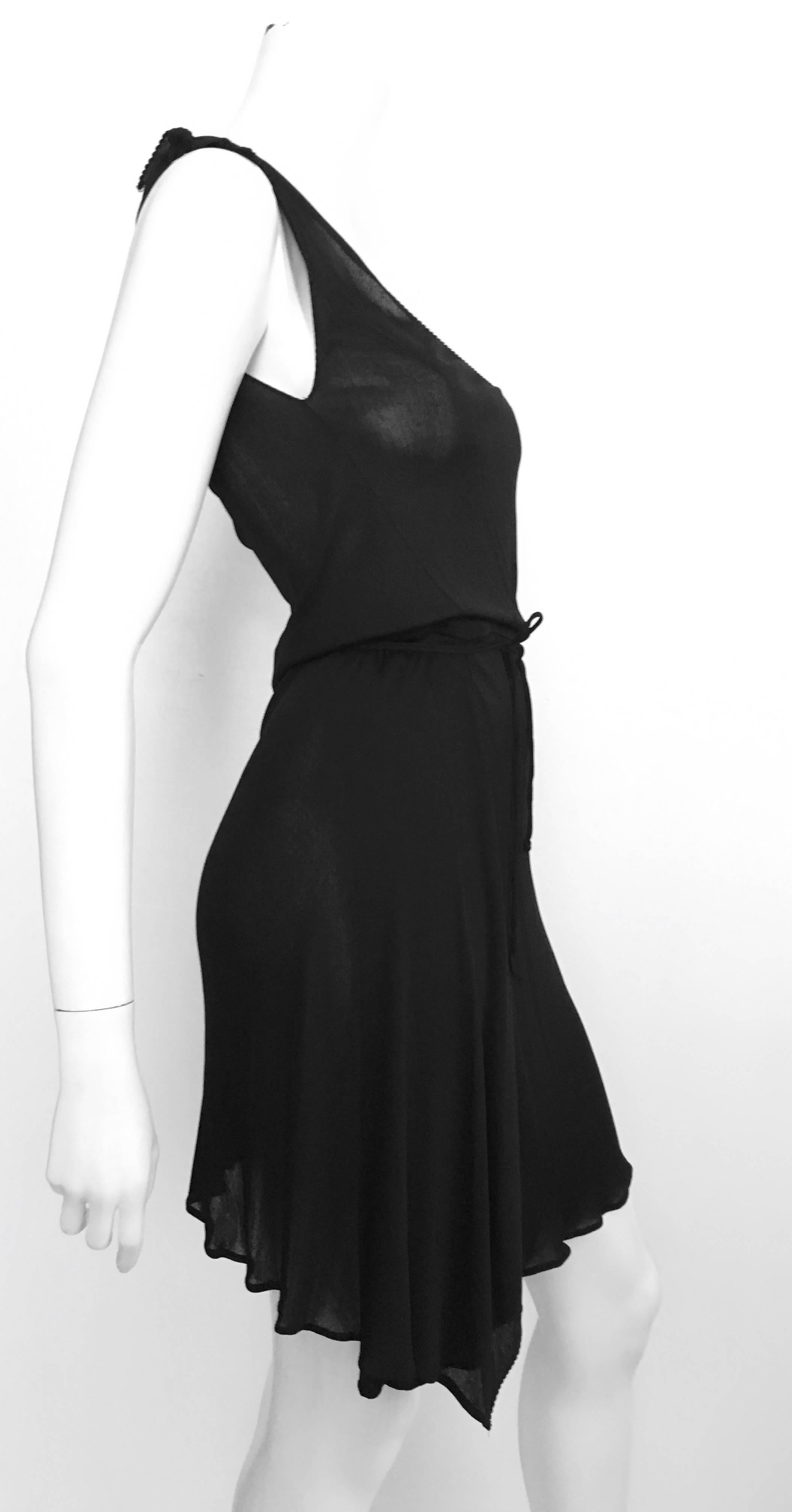 Stephen Burrows for Henri Bendel Black Jersey One Shoulder Dress Size 4/6. For Sale 1