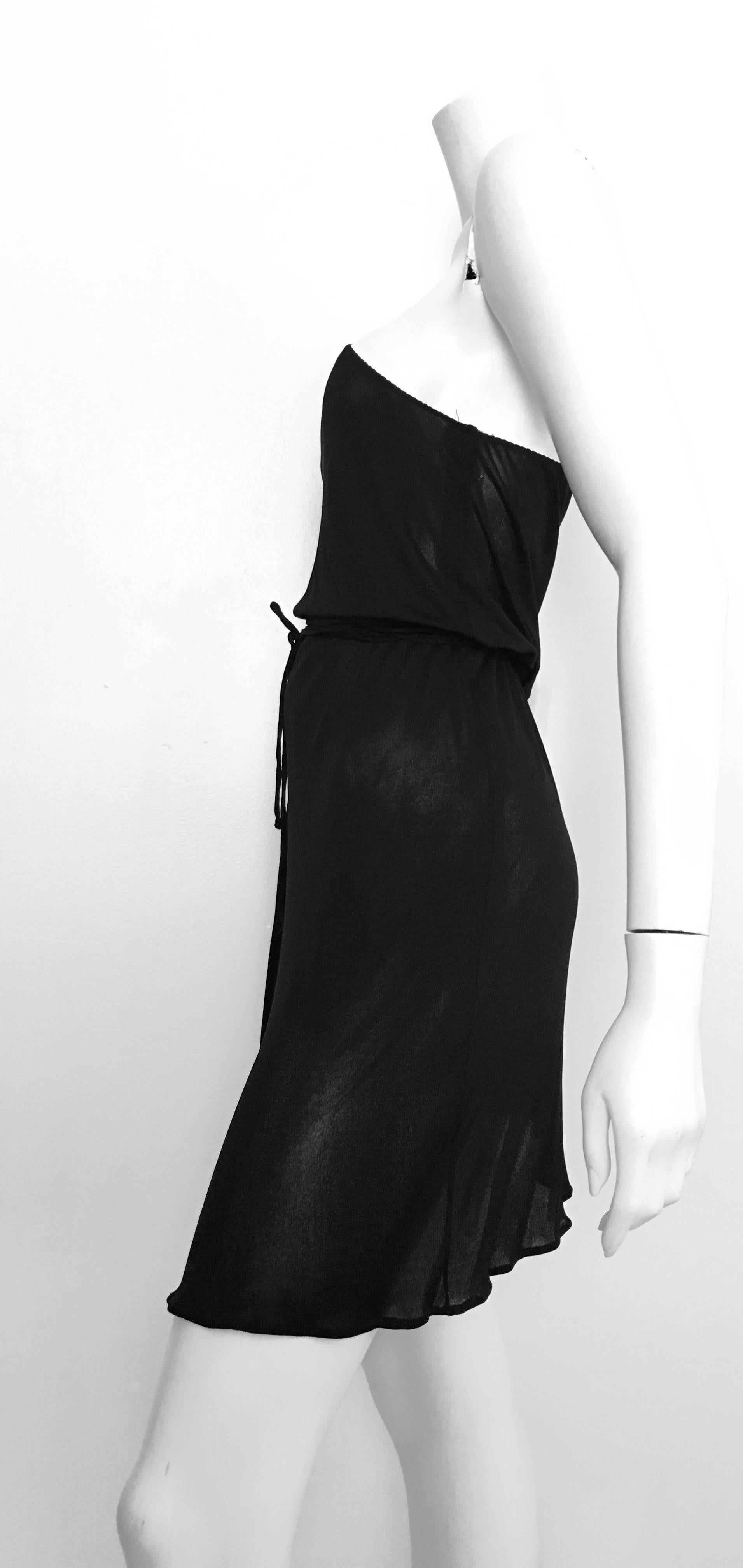 Stephen Burrows for Henri Bendel Black Jersey One Shoulder Dress Size 4/6. For Sale 3
