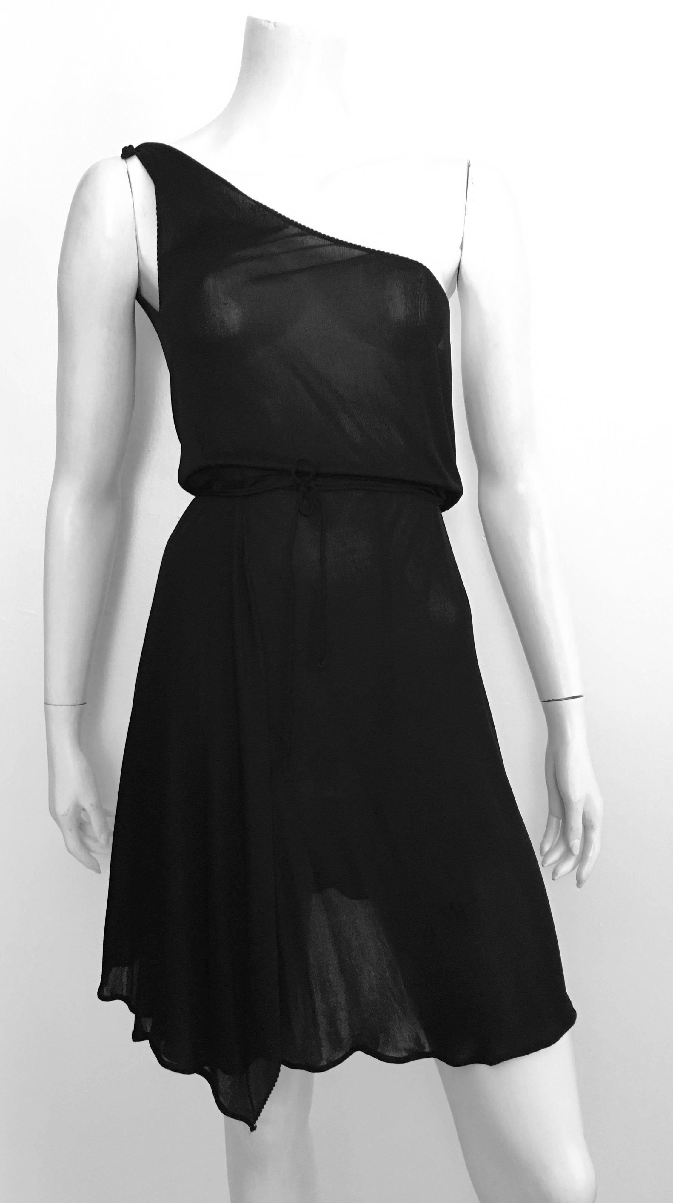 Stephen Burrows for Henri Bendel Black Jersey One Shoulder Dress Size 4/6. For Sale 5