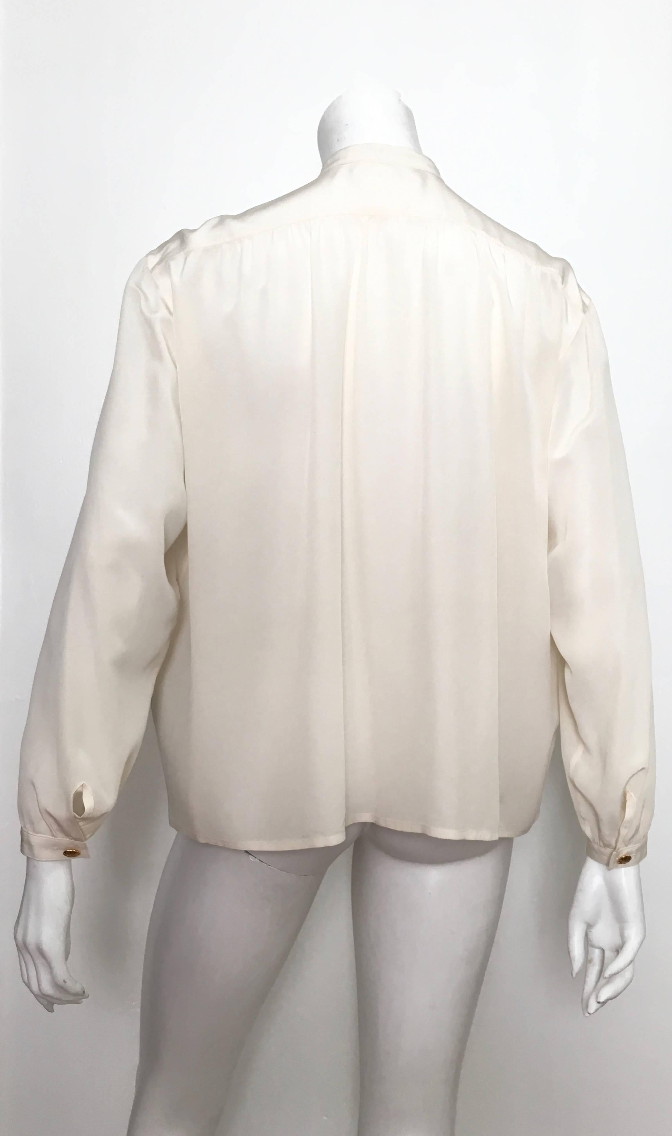Yves Saint Laurent Silk Blouse Size 6, 1990s  In Excellent Condition For Sale In Atlanta, GA