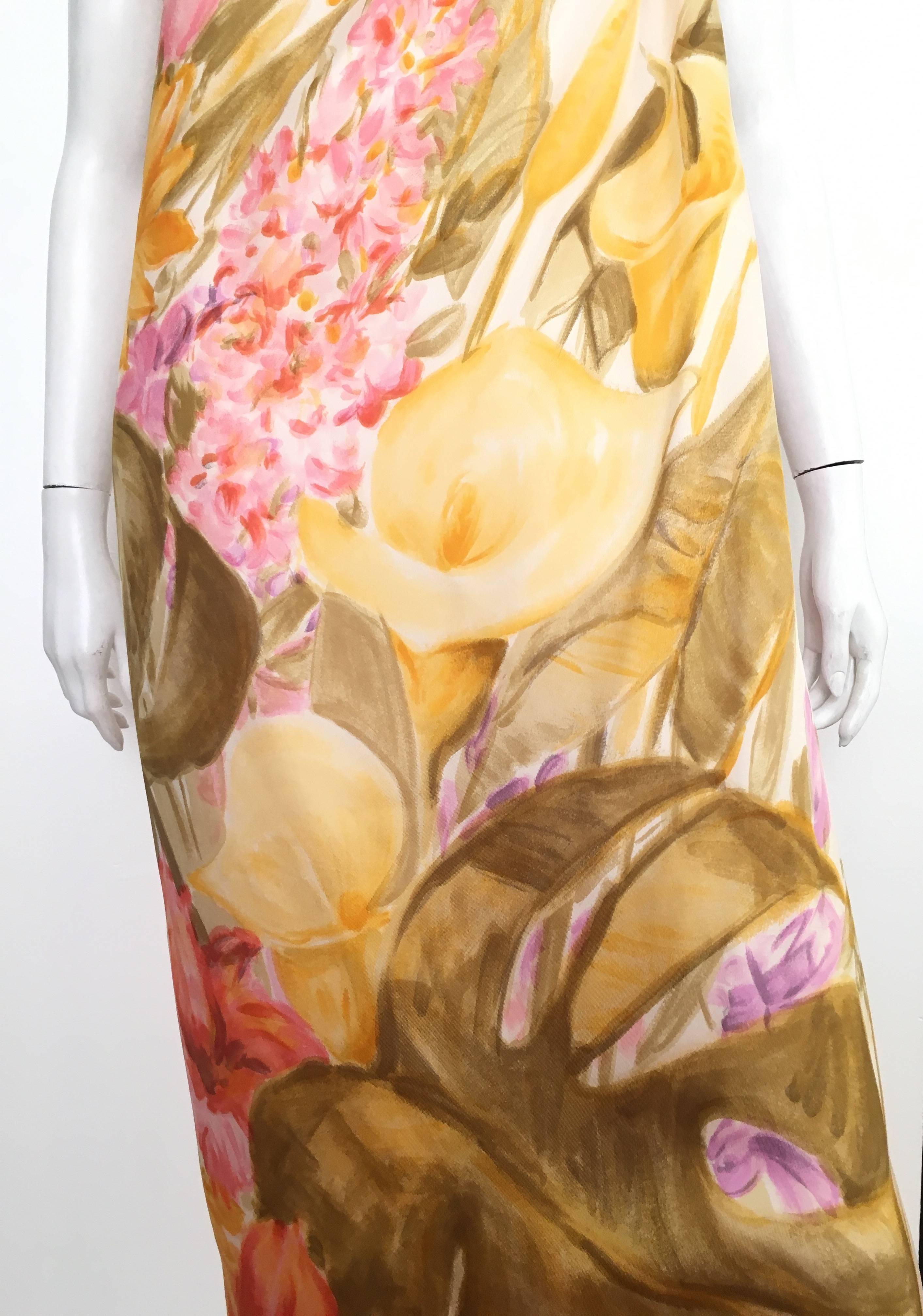 Beige Bill Blass 1960s Silk Gown Size 4.