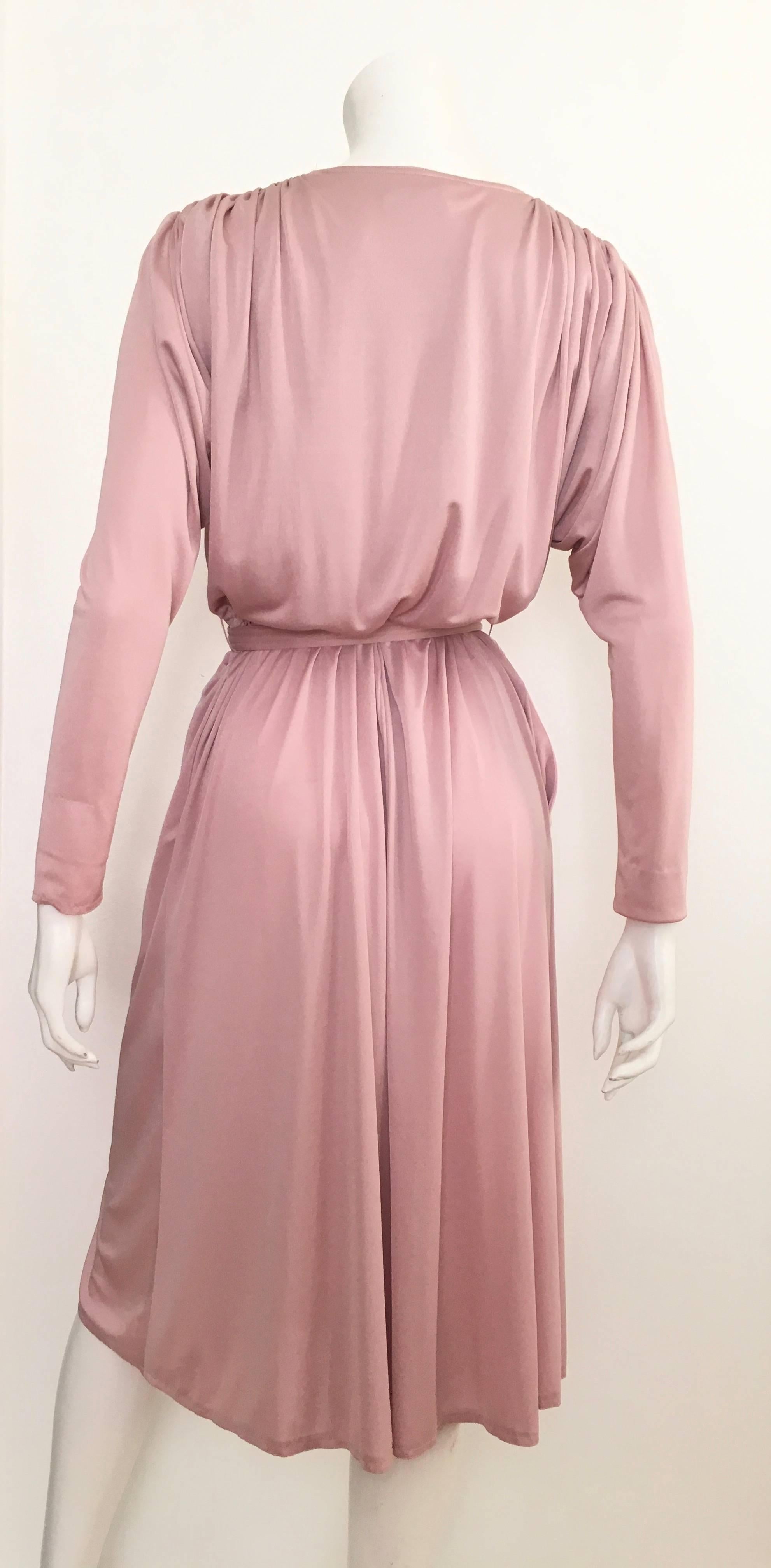 Women's Pierre Cardin Faux Wrap Dress With Pockets Size 8, 1980s  For Sale