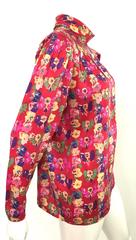 Ungaro 1980s Floral Silk Blouse Size 8.