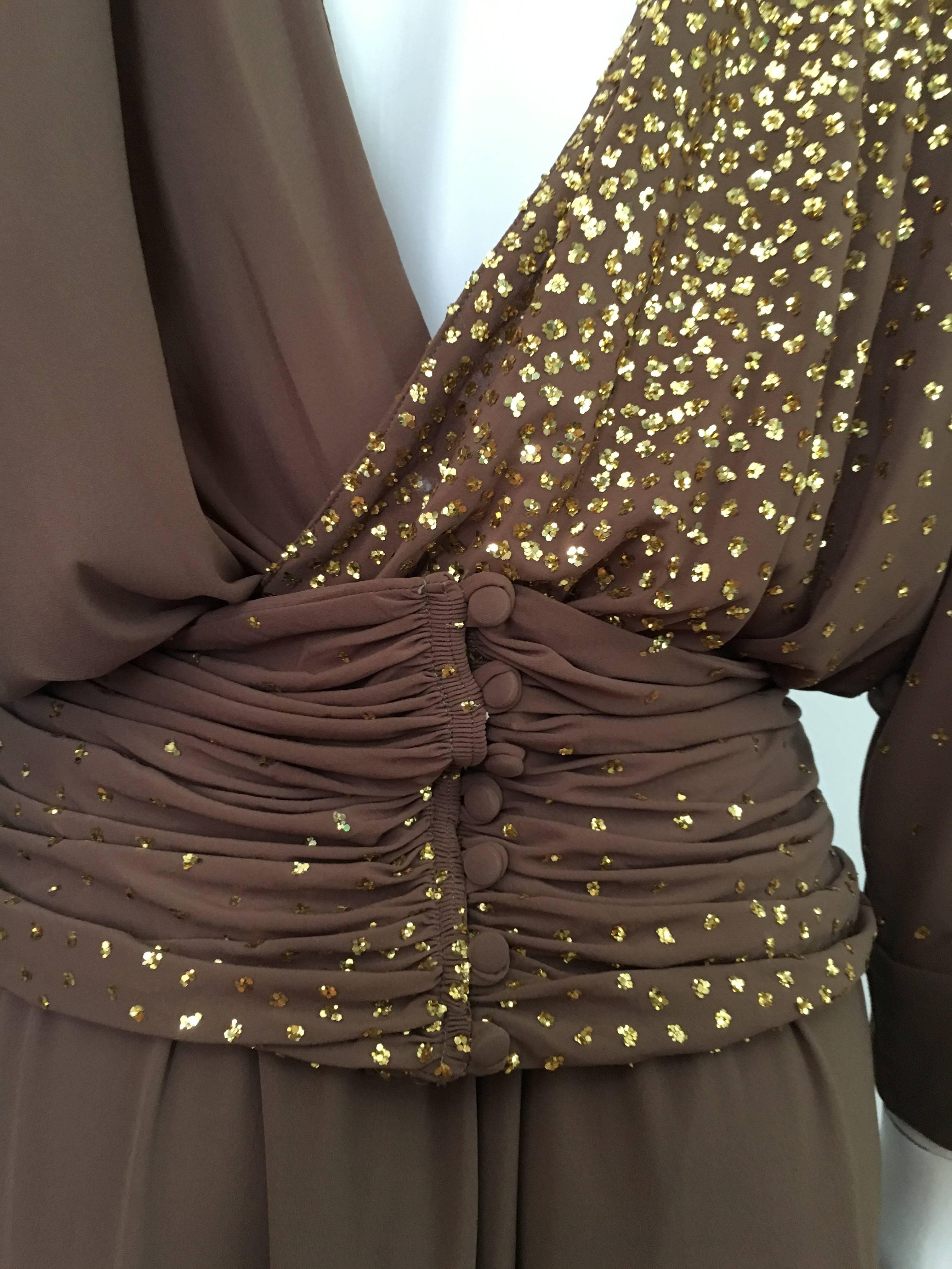 Lillie Rubin 1980s Brown Gown Size 12. 1