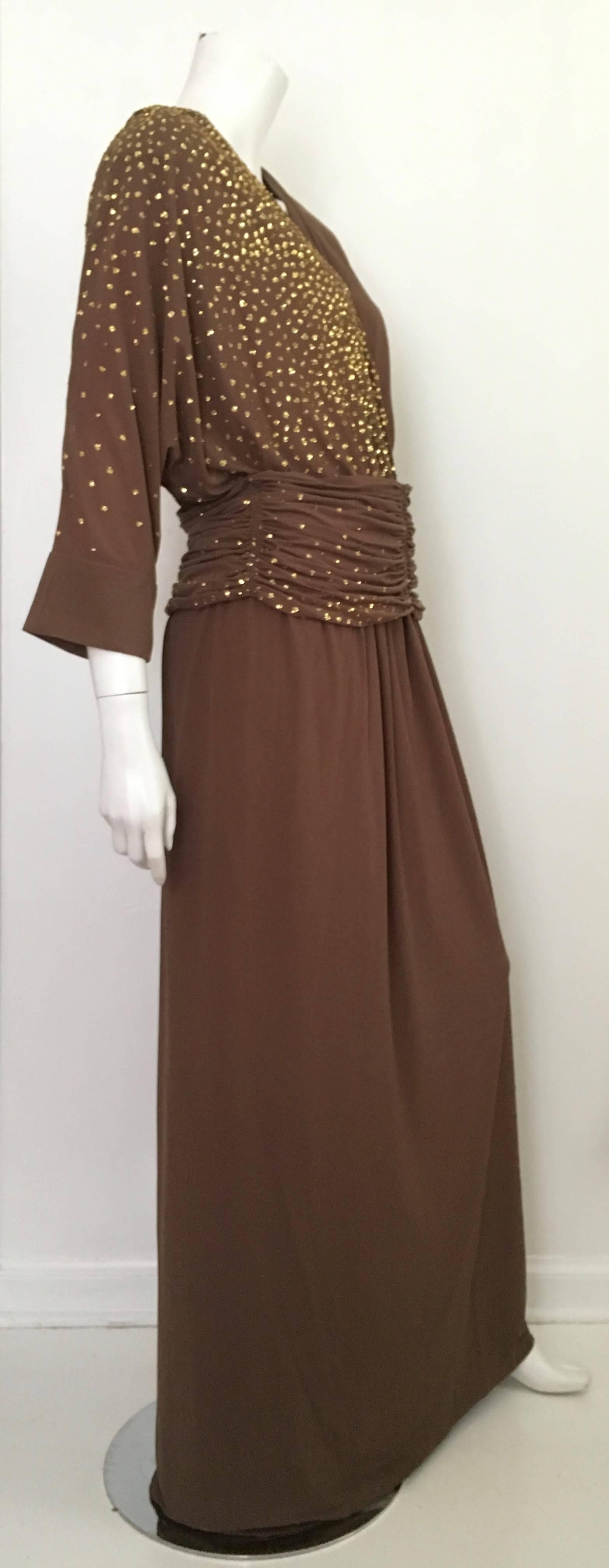 Black Lillie Rubin 1980s Brown Gown Size 12.