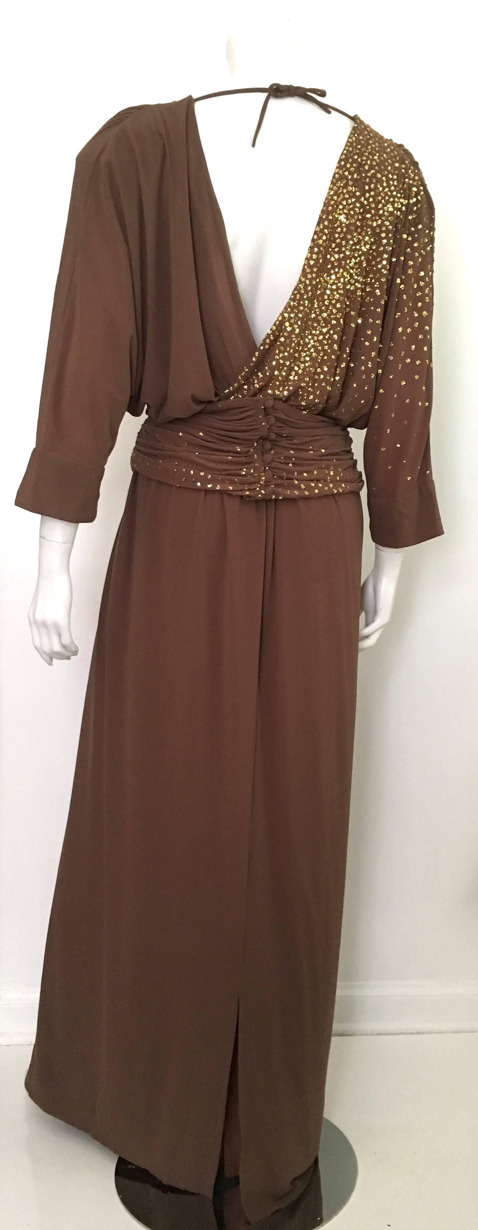 Lillie Rubin 1980s Brown Gown Size 12. In Excellent Condition In Atlanta, GA