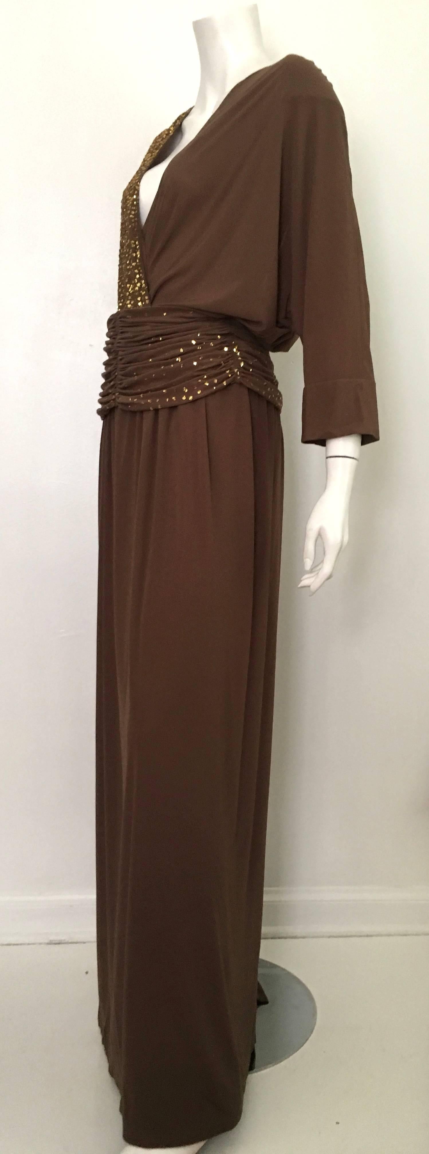 Lillie Rubin 1980s Brown Gown Size 12. 3