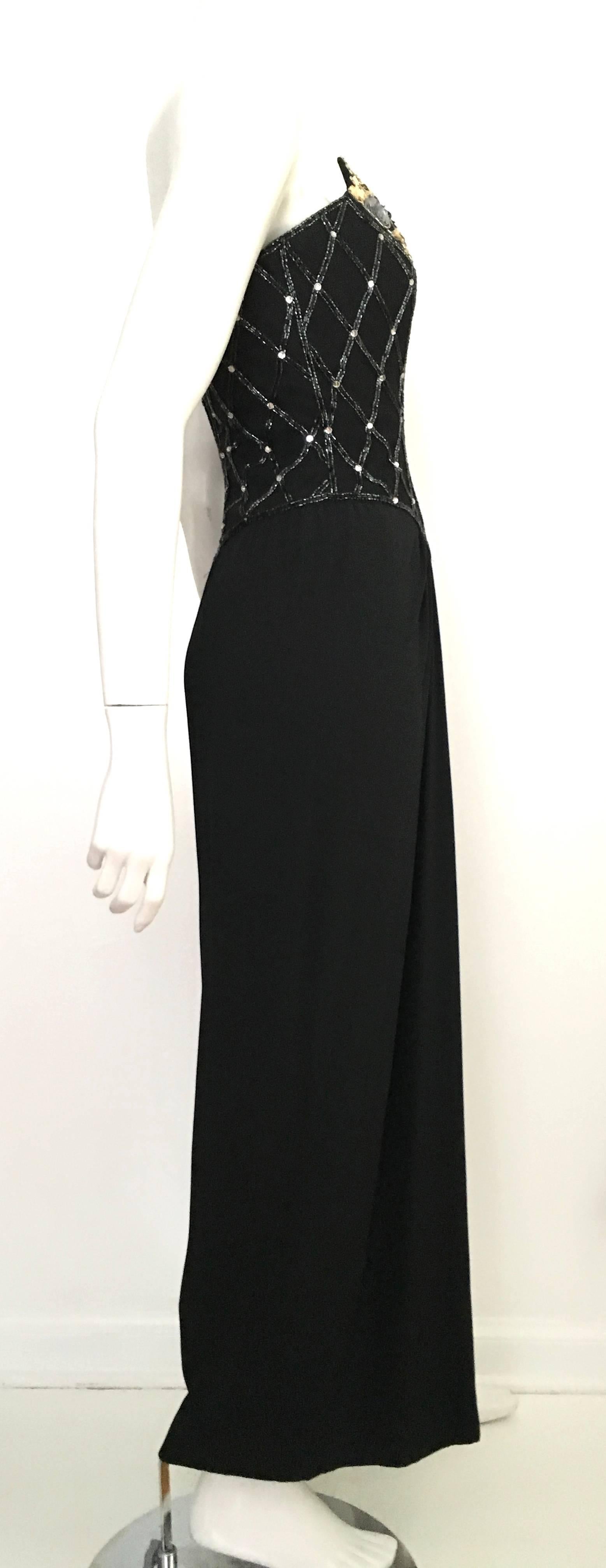 Bob Mackie Black Sequin Strapless Gown Size 6. 1
