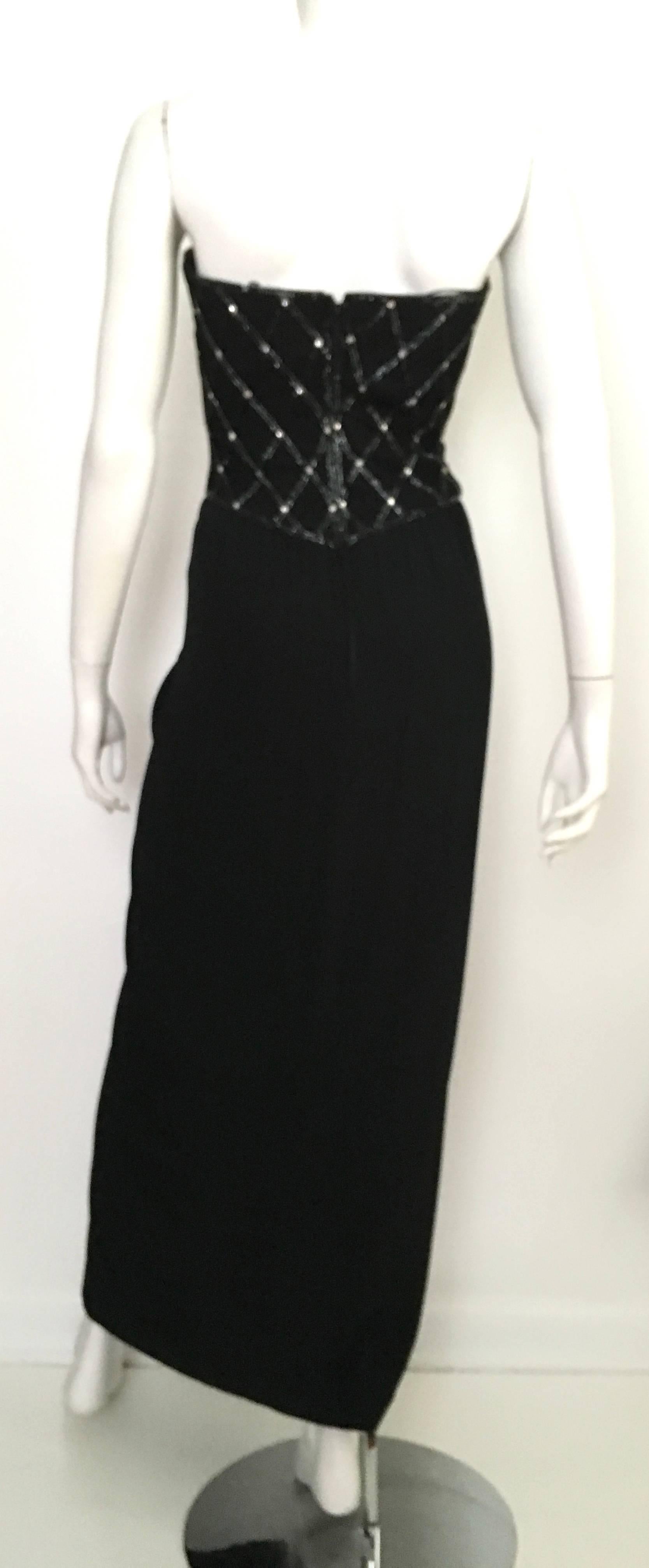 Bob Mackie Black Sequin Strapless Gown Size 6. 2