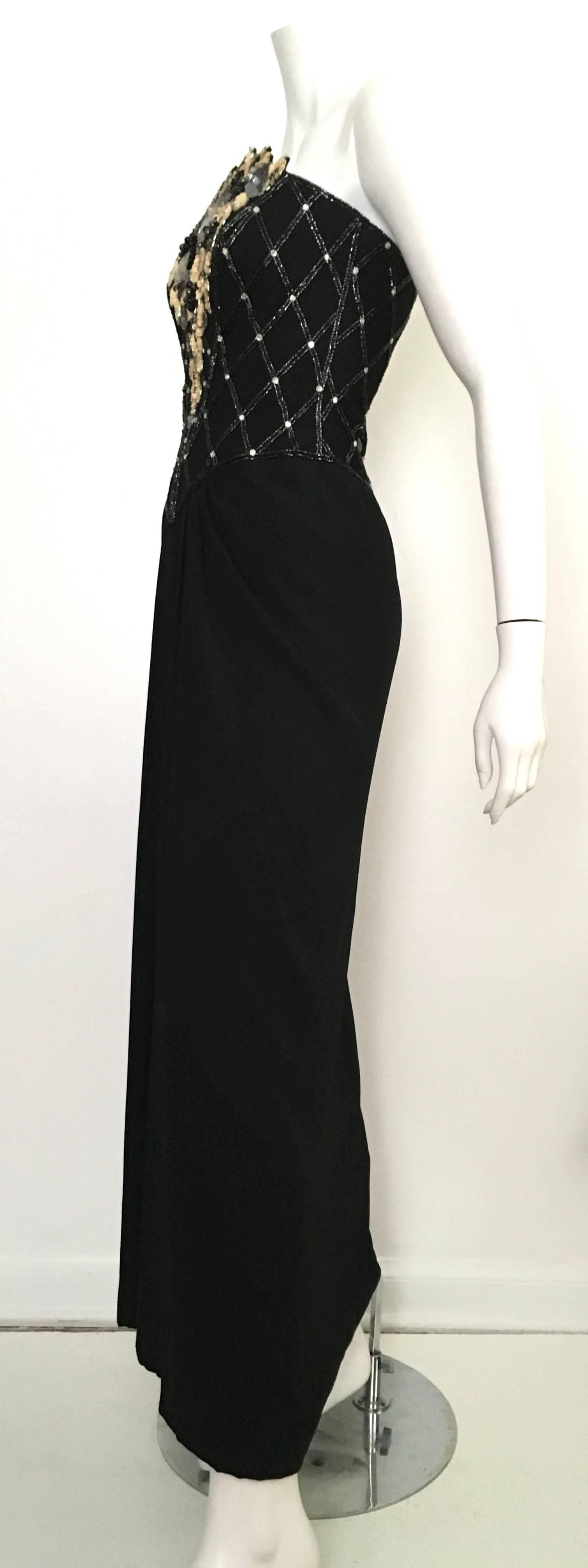 Bob Mackie Black Sequin Strapless Gown Size 6. 4