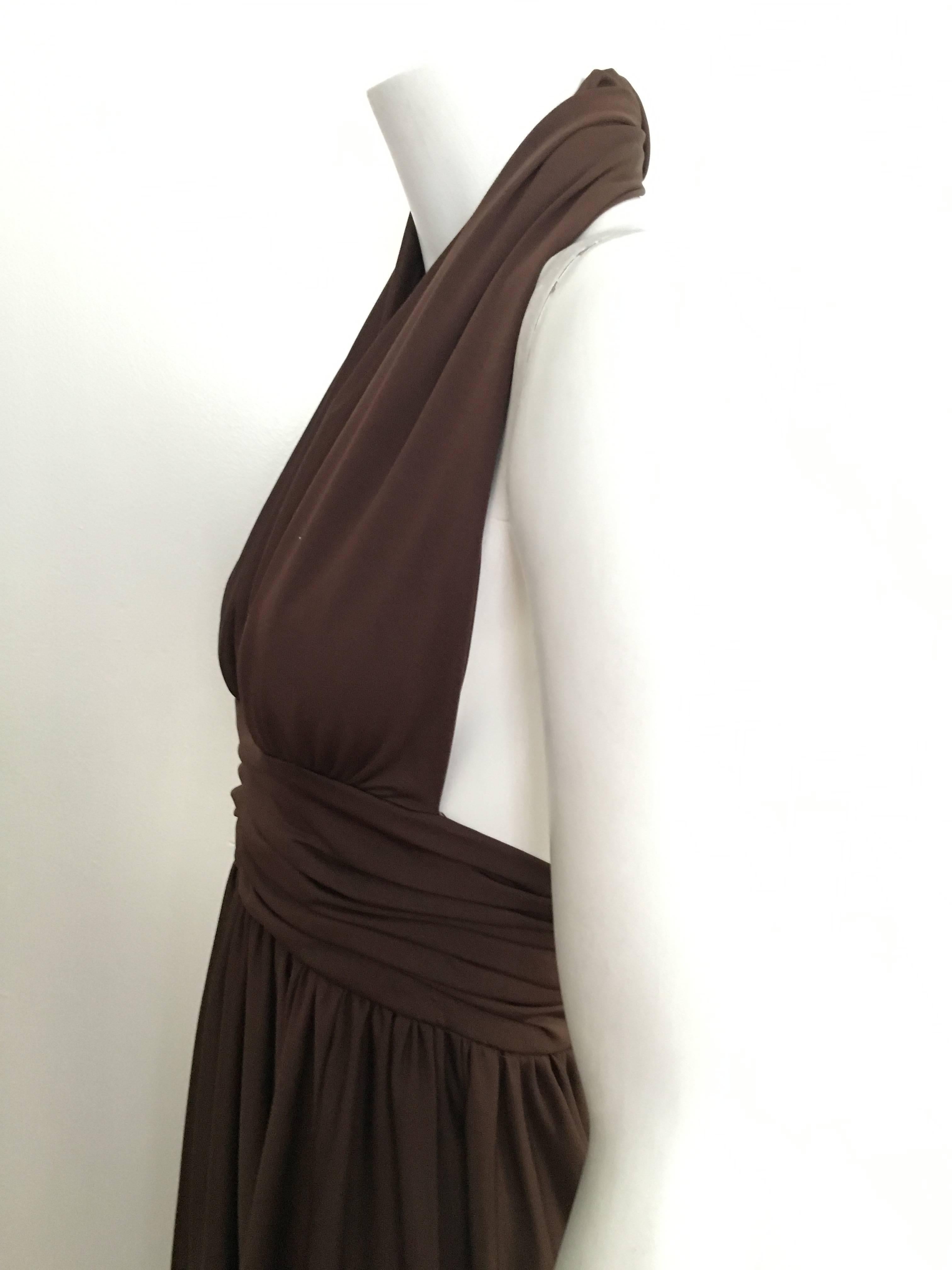 Frank Usher 1980s Brown Halter Gown Size 4. For Sale 3