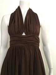 Frank Usher 1980s Brown Halter Gown Size 4.