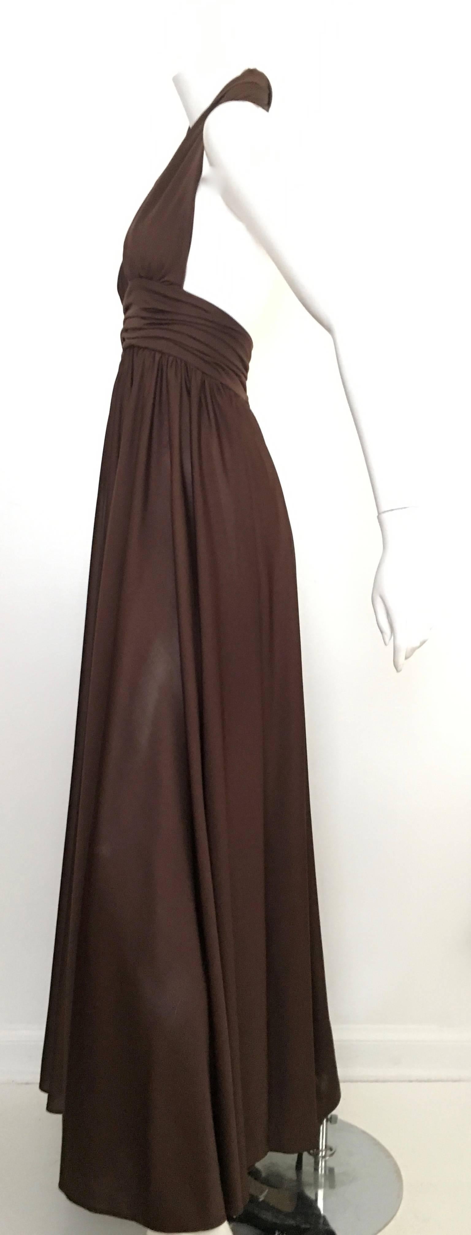 Frank Usher 1980s Brown Halter Gown Size 4. For Sale 2