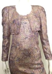 Carolina Herrera Metallic Evening Cocktail Dress & Jacket Size 6.