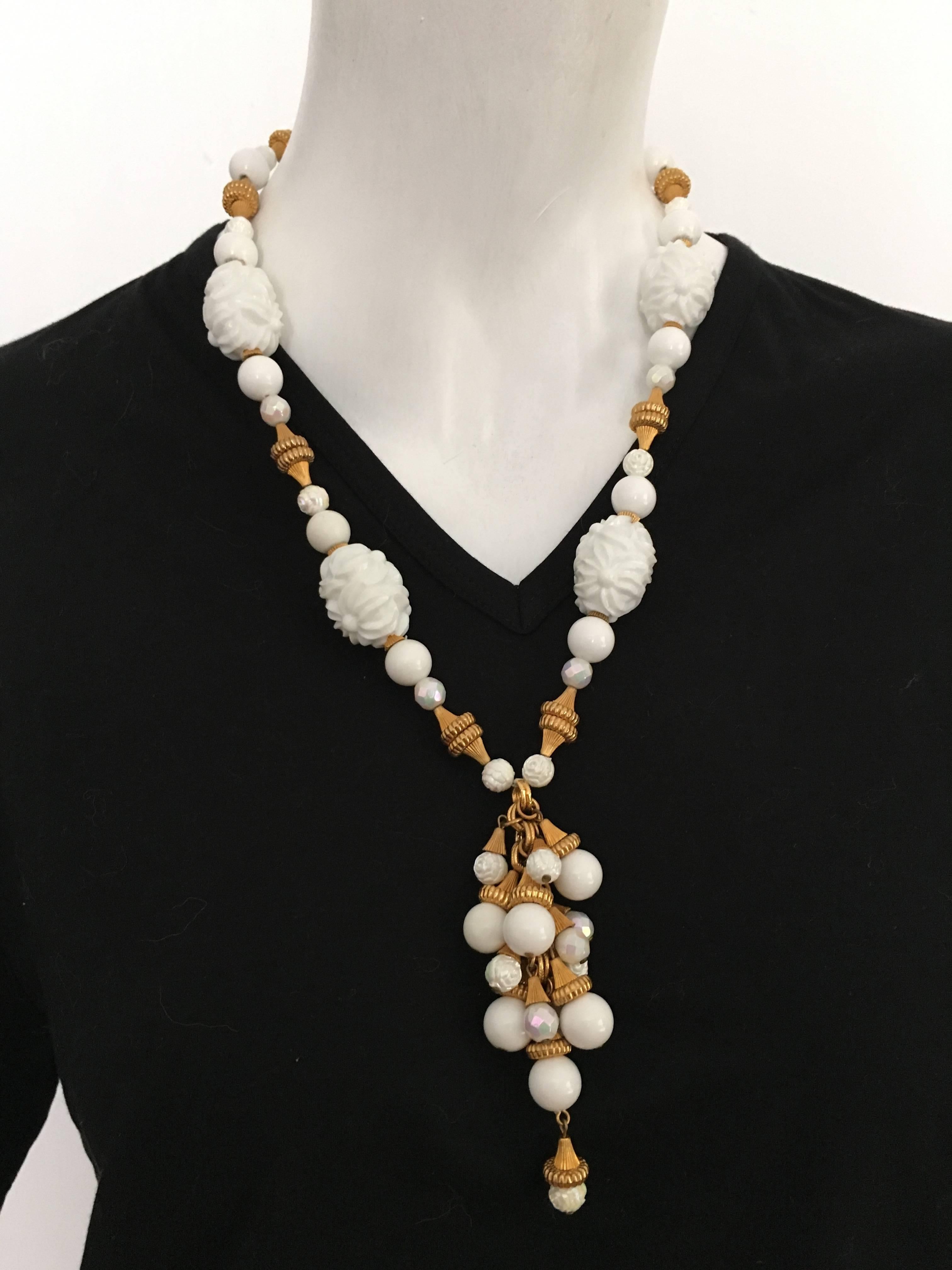 Hattie Carnegie Necklace With Tassel Pendant, 1950s  In New Condition For Sale In Atlanta, GA