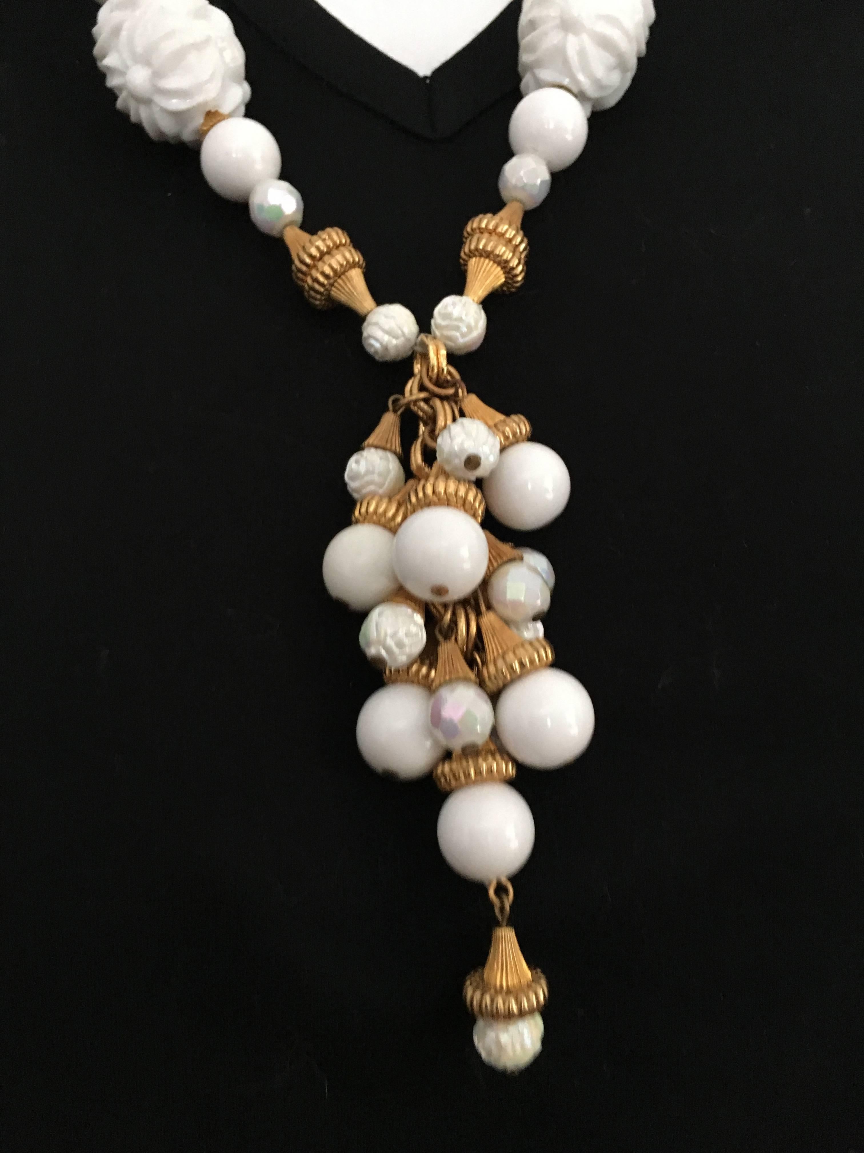 Women's or Men's Hattie Carnegie Necklace With Tassel Pendant, 1950s  For Sale