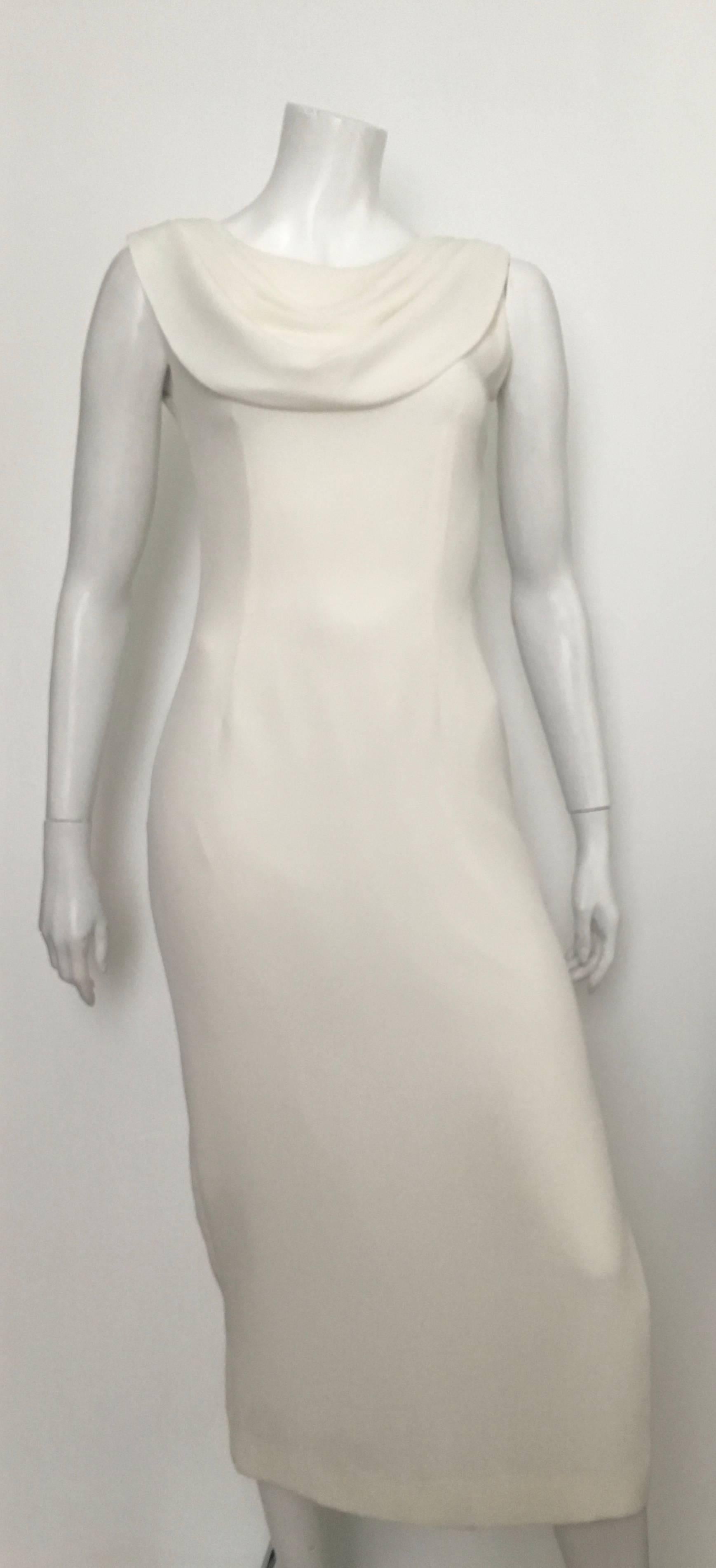 Scaasi Off White Long Sheath Evening Dress Size 4. 6