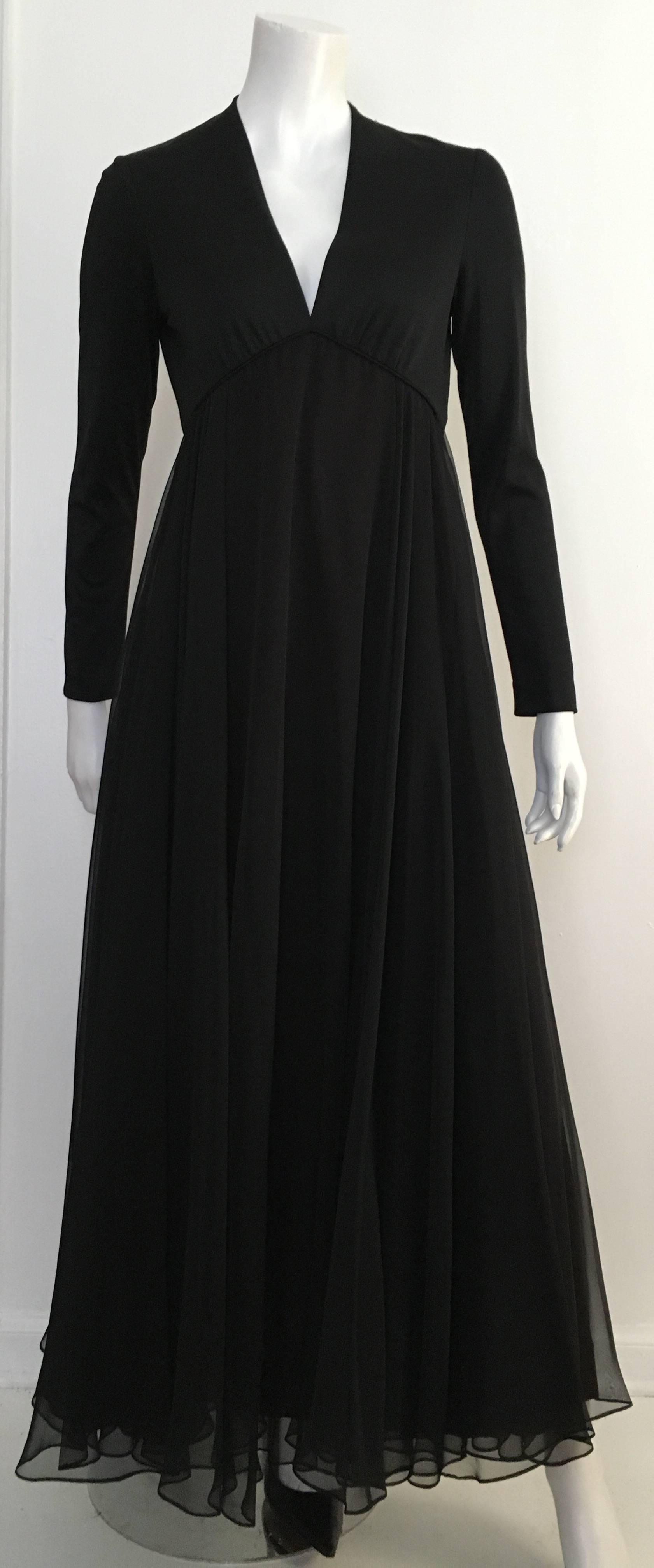 Jerry Silverman Black Empire Waist Evening Gown Size 4.  For Sale 4