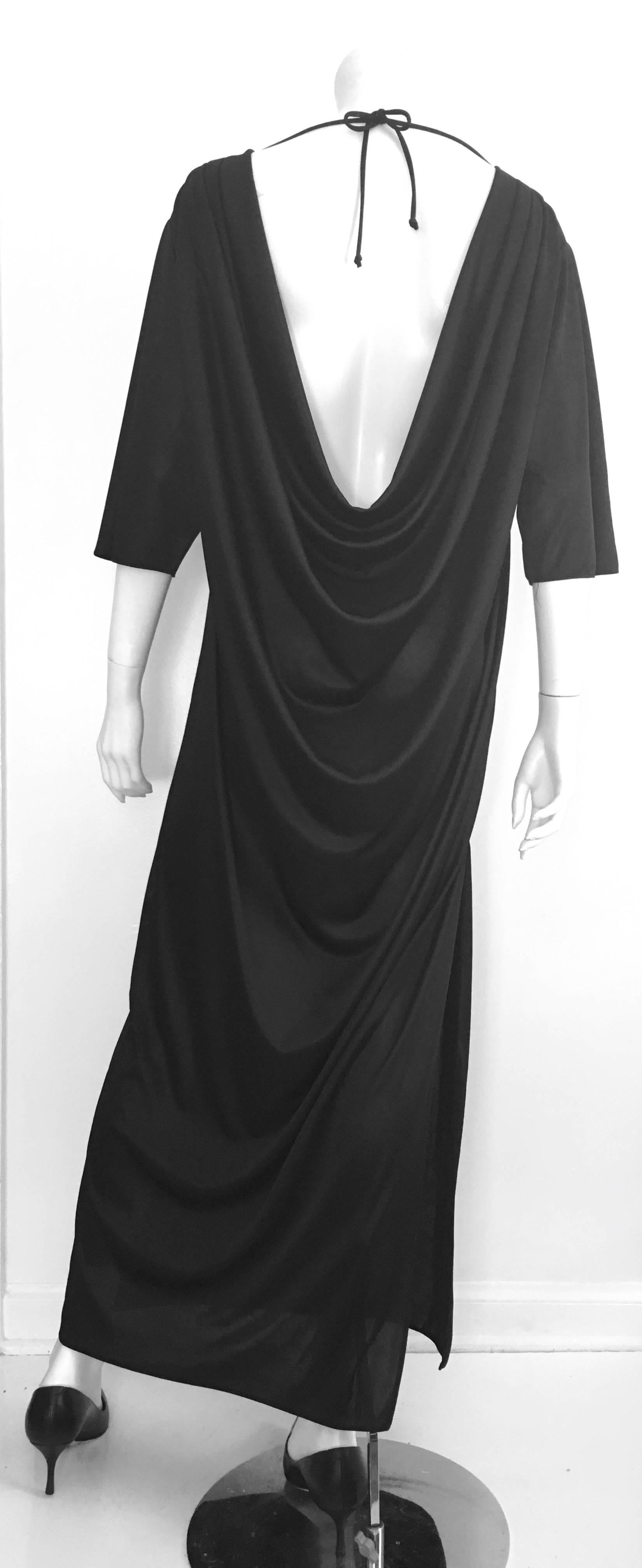Women's or Men's Bill Blass 1970s Flowing Black Gown. For Sale