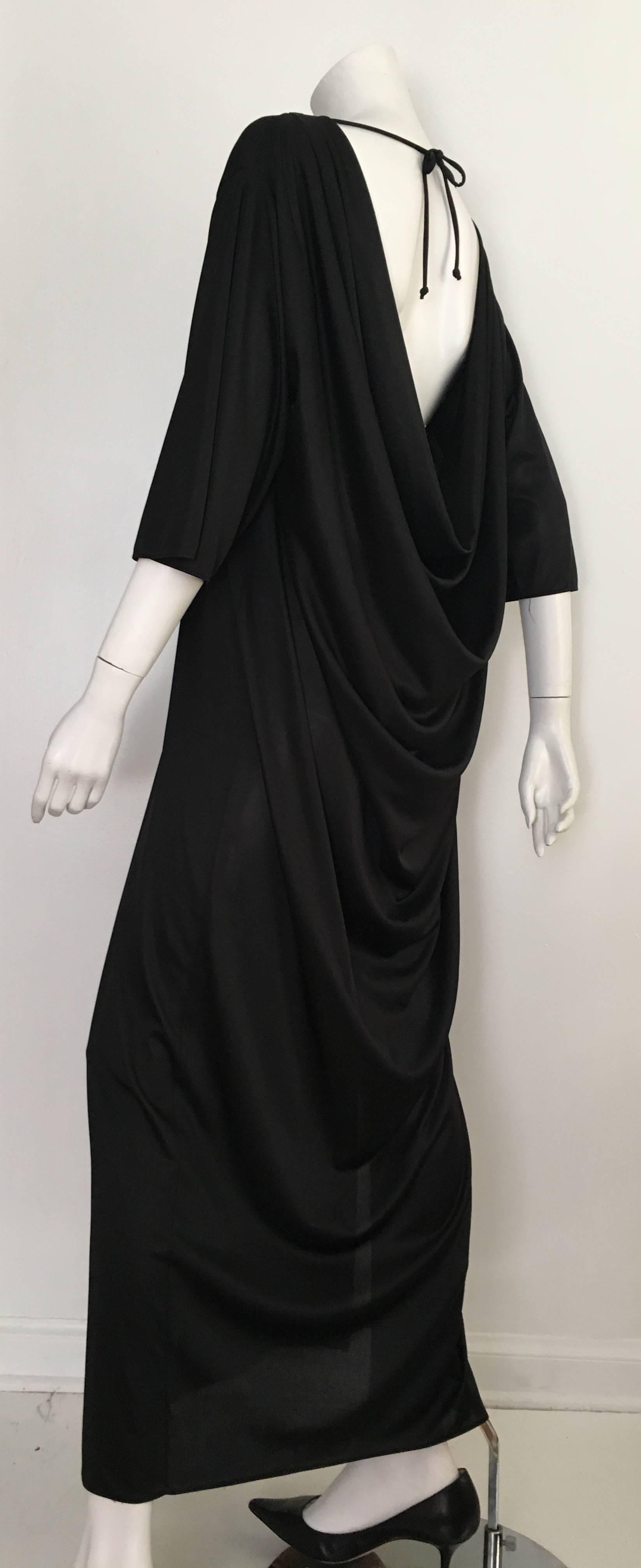 Bill Blass 1970s Flowing Black Gown. For Sale 2
