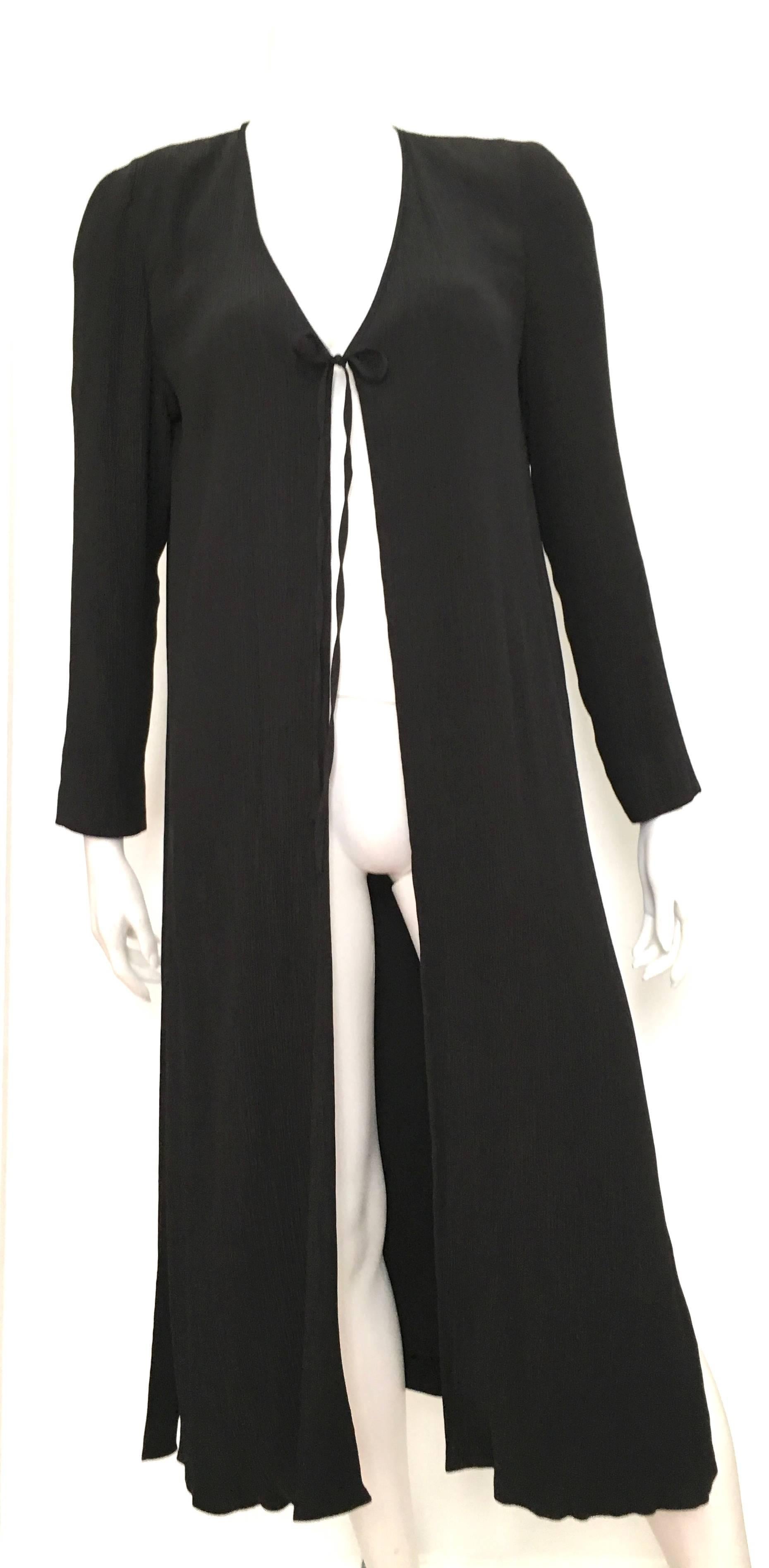 Fendi Evening Black Textured Silk Duster Jacket Size 6. For Sale 1