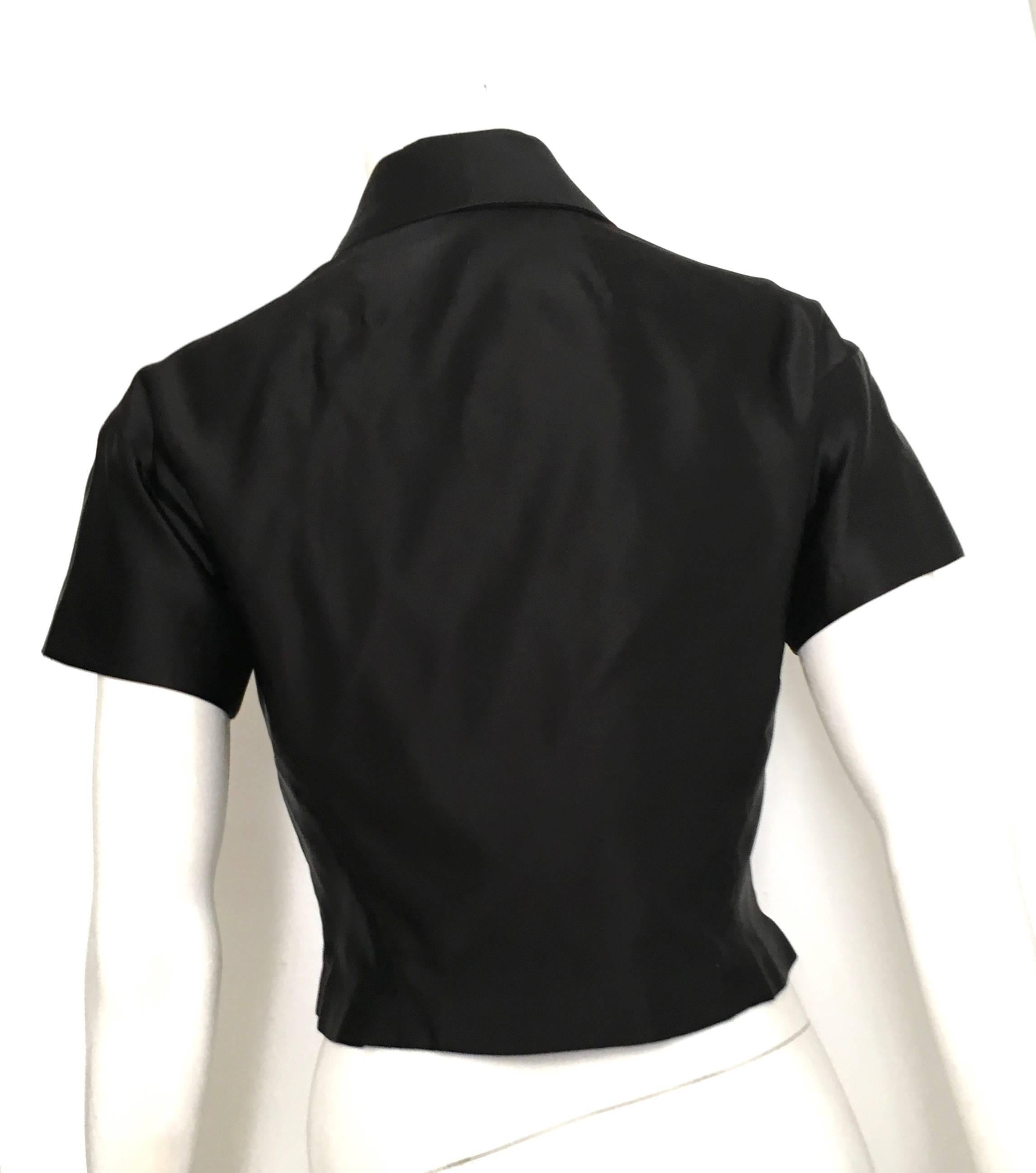 Women's Christian Dior 1950s Black Evening Silk Blouse Size 4.