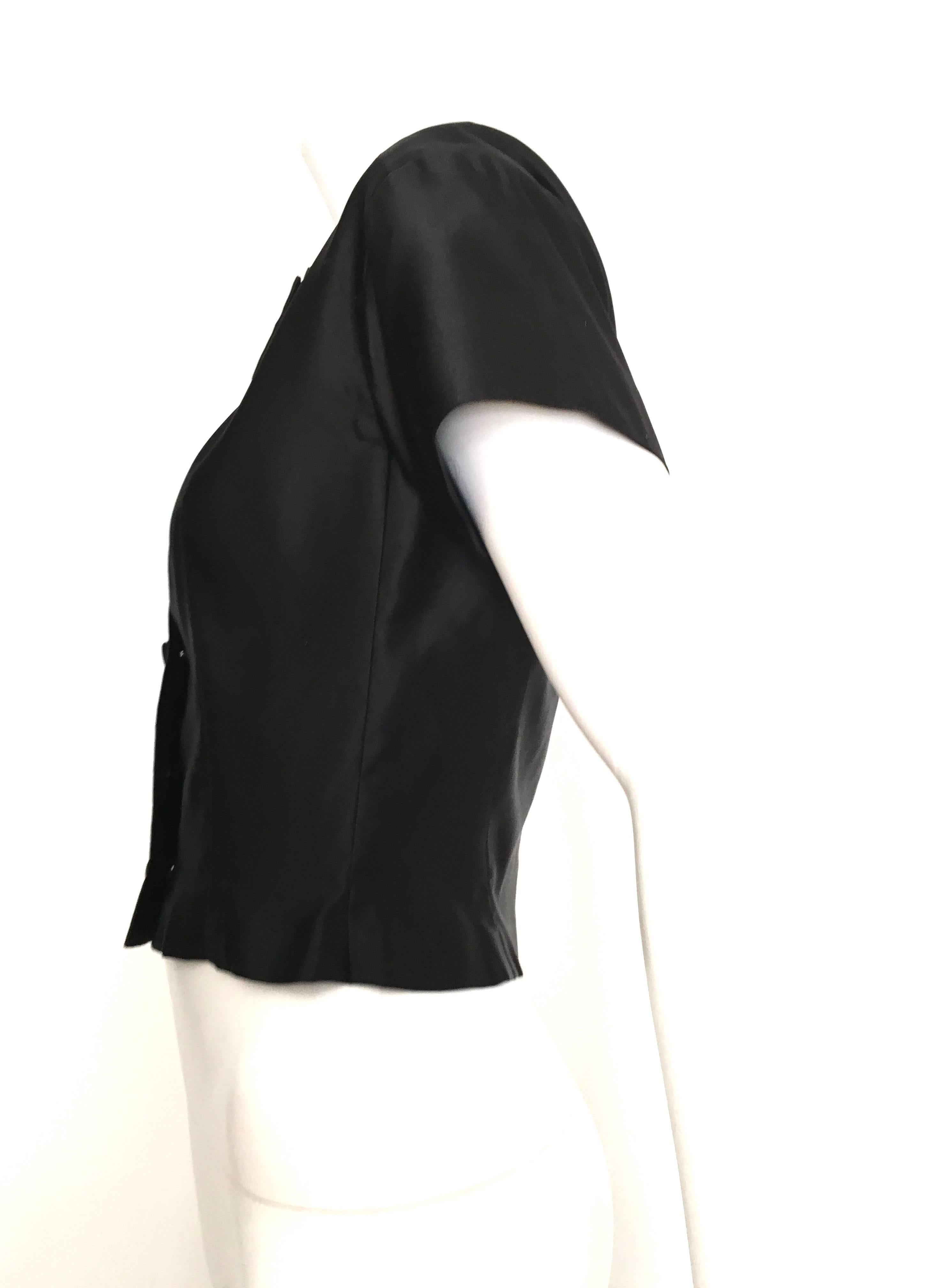 Christian Dior 1950s Black Evening Silk Blouse Size 4. 1